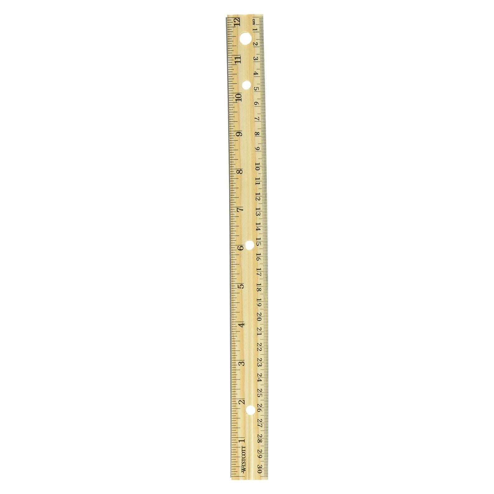 Regla de Madera Perforada Westcott 30.48 cm con Bisel Metálico