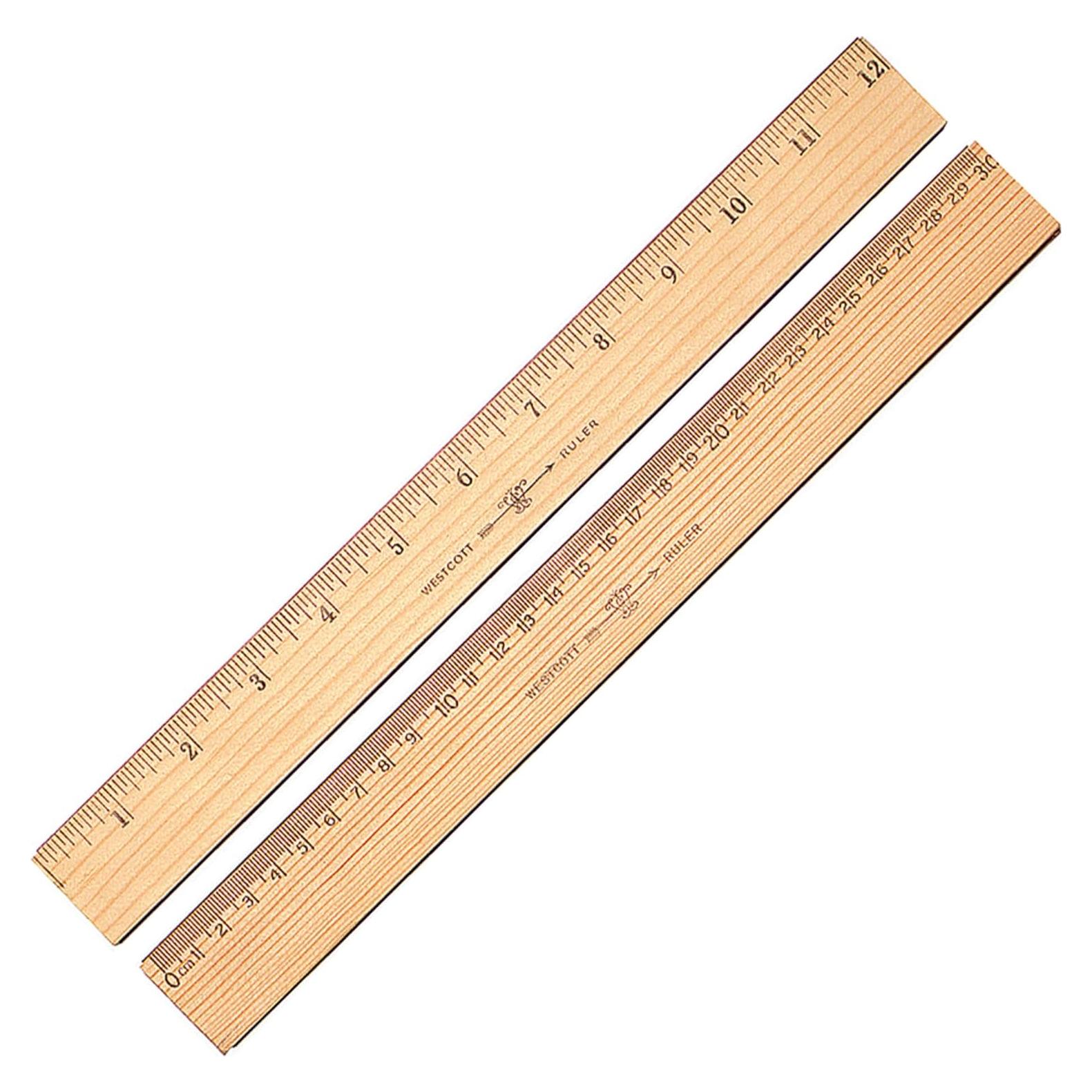 Regla de Madera Westcott 30.48 cm con Bisel Metálico Doble Cara