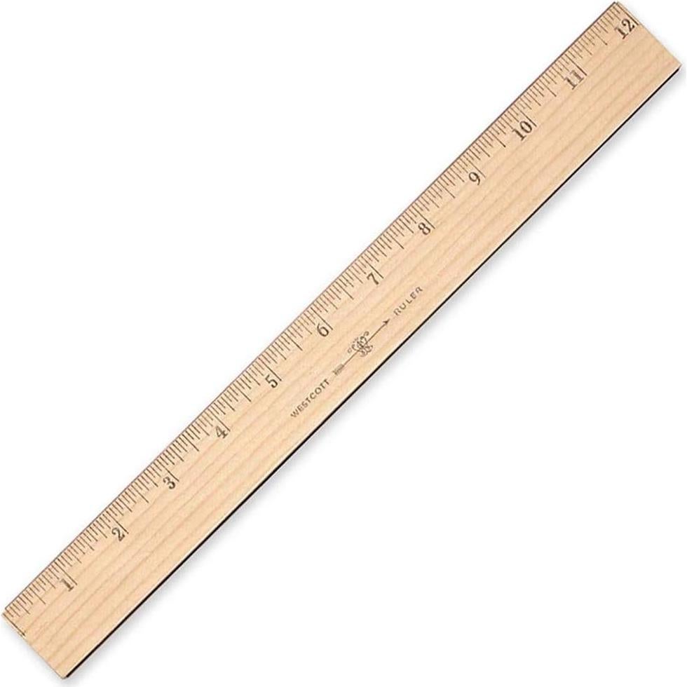 Regla de Madera Westcott 30.48 cm con Bisel Metálico Doble Cara