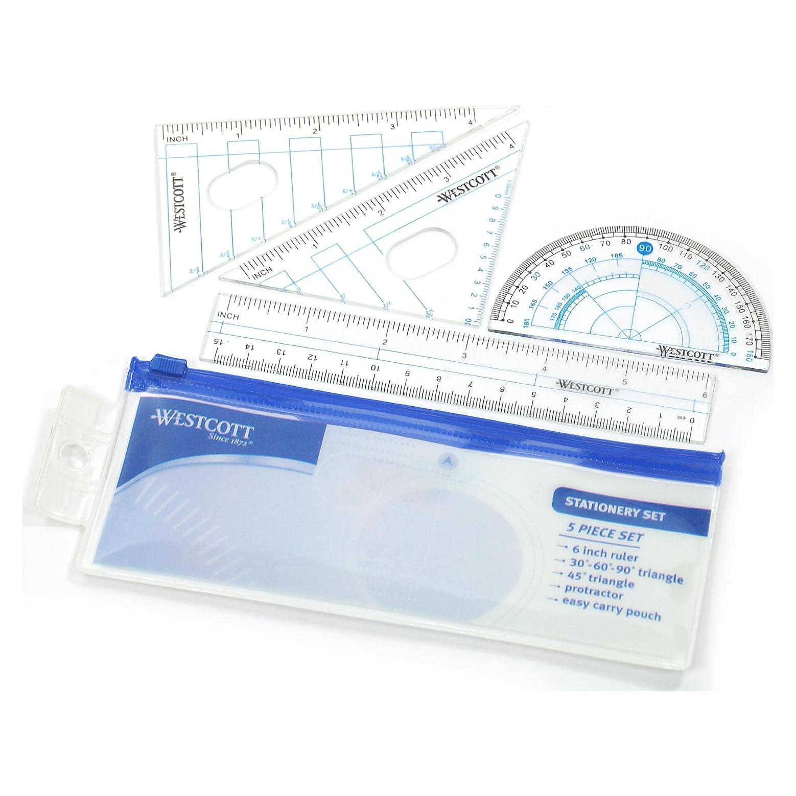 Kit de Herramientas Matemáticas Westcott 5 Piezas Azul y Gris