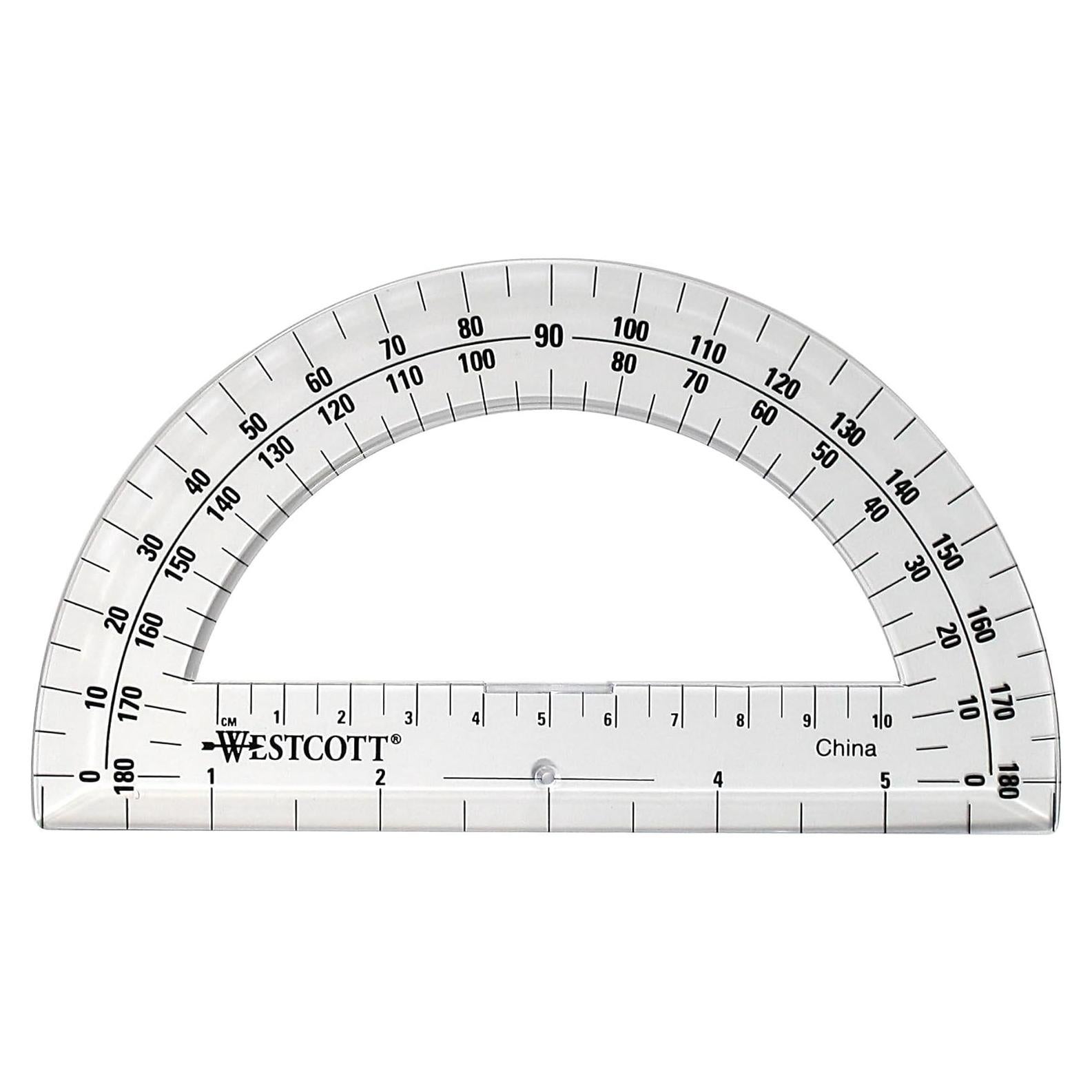 Westcott 6-Inch Plastic 180 Degree Protractor, Clear