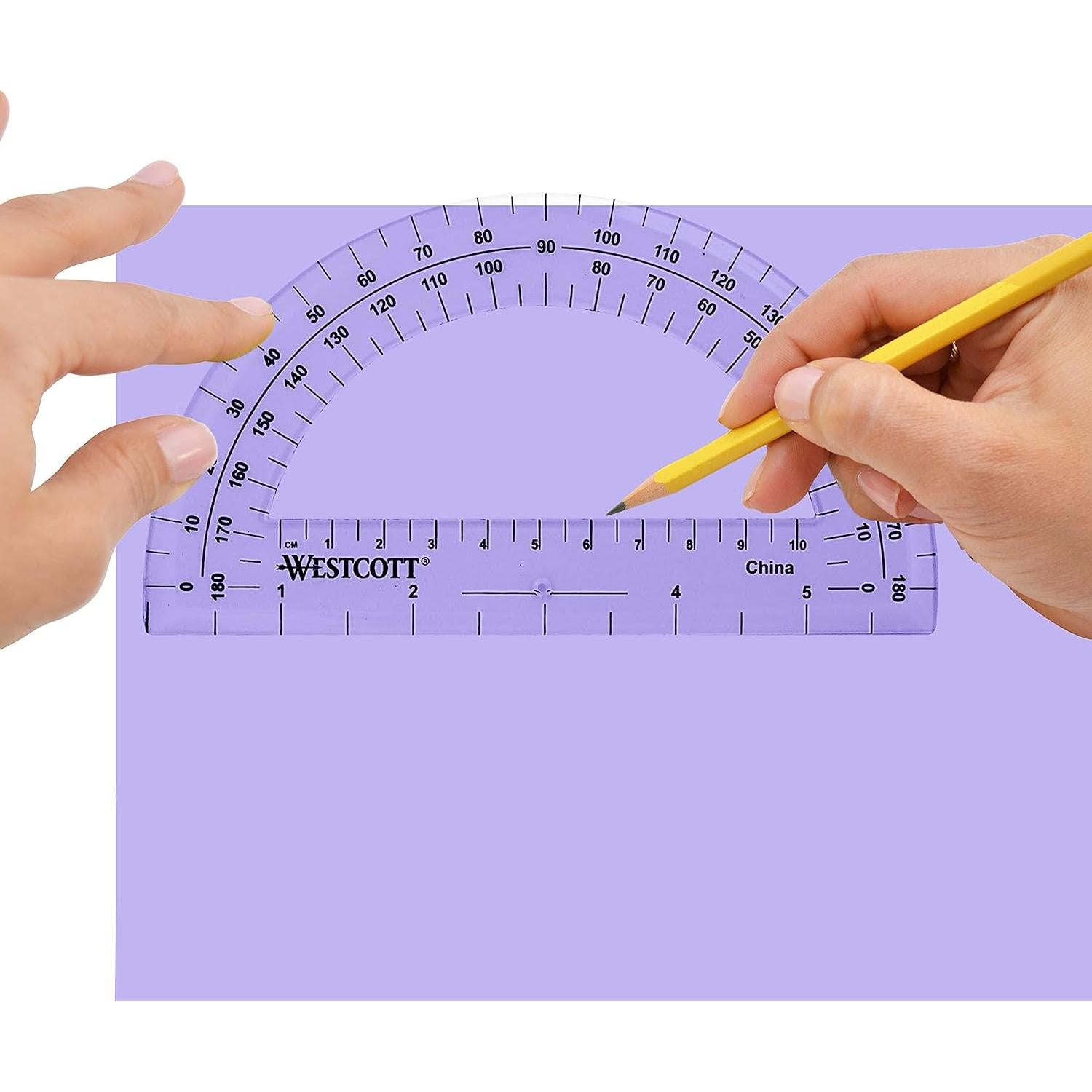 Westcott 6-Inch Plastic 180 Degree Protractor, Clear