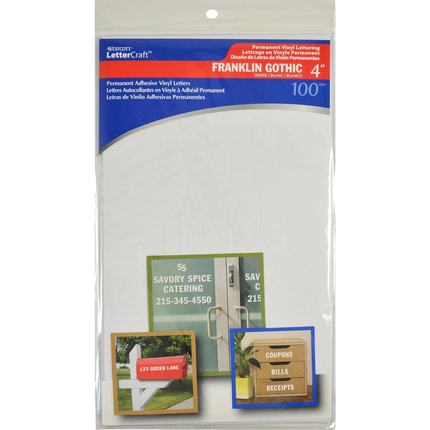 Letras de Vinilo Permanente Westcott 10.16 cm Blancas