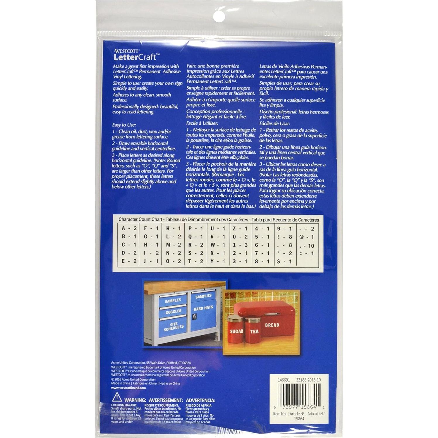 Letras de Vinilo Permanente Westcott 10.16 cm Blancas