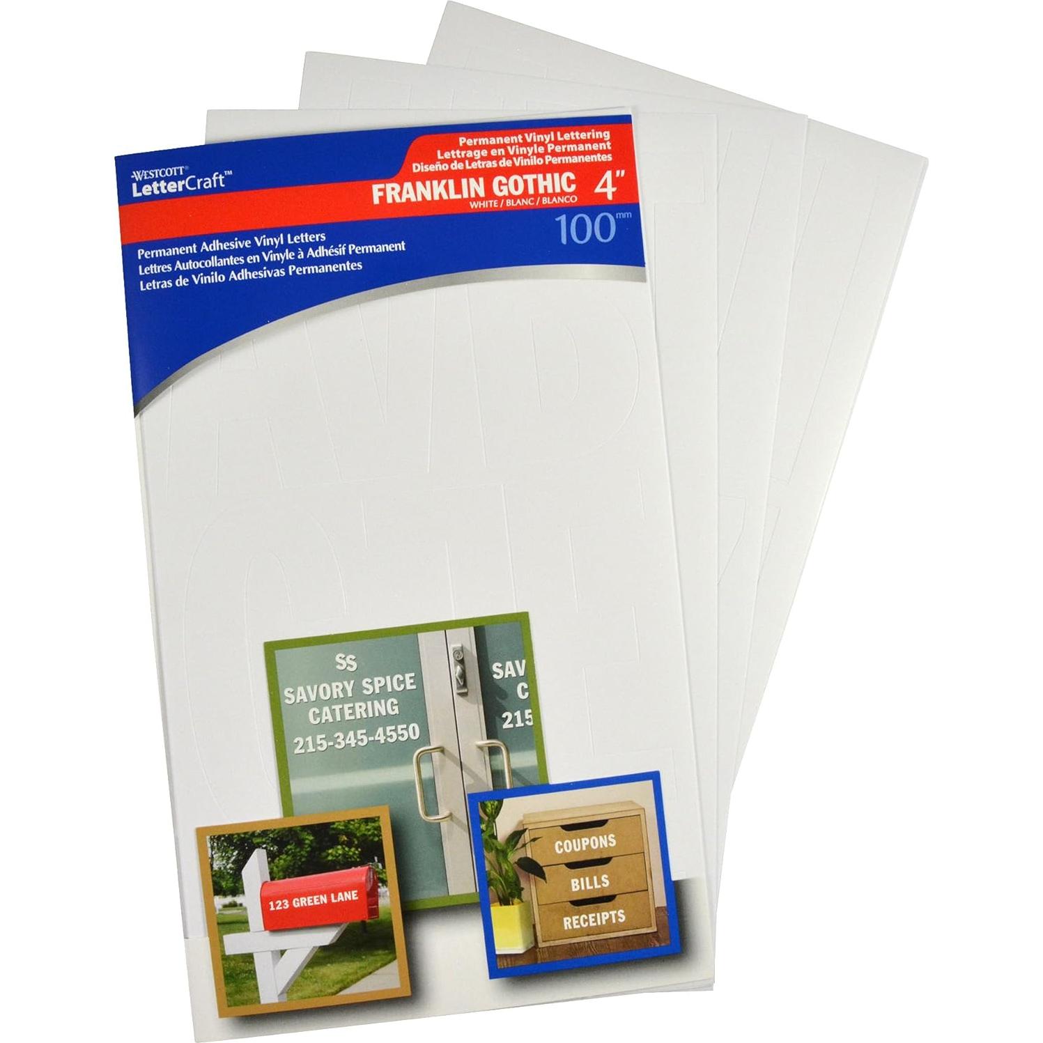 Letras de Vinilo Permanente Westcott 10.16 cm Blancas