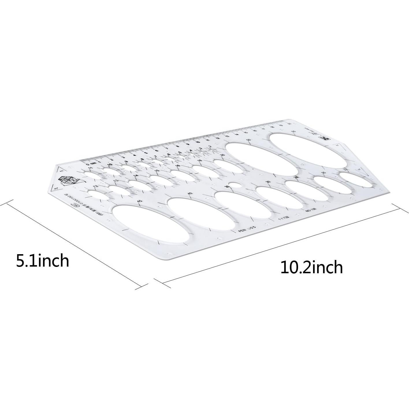 Regla de Dibujo ZYHW de Plástico Transparente 26 Plantillas