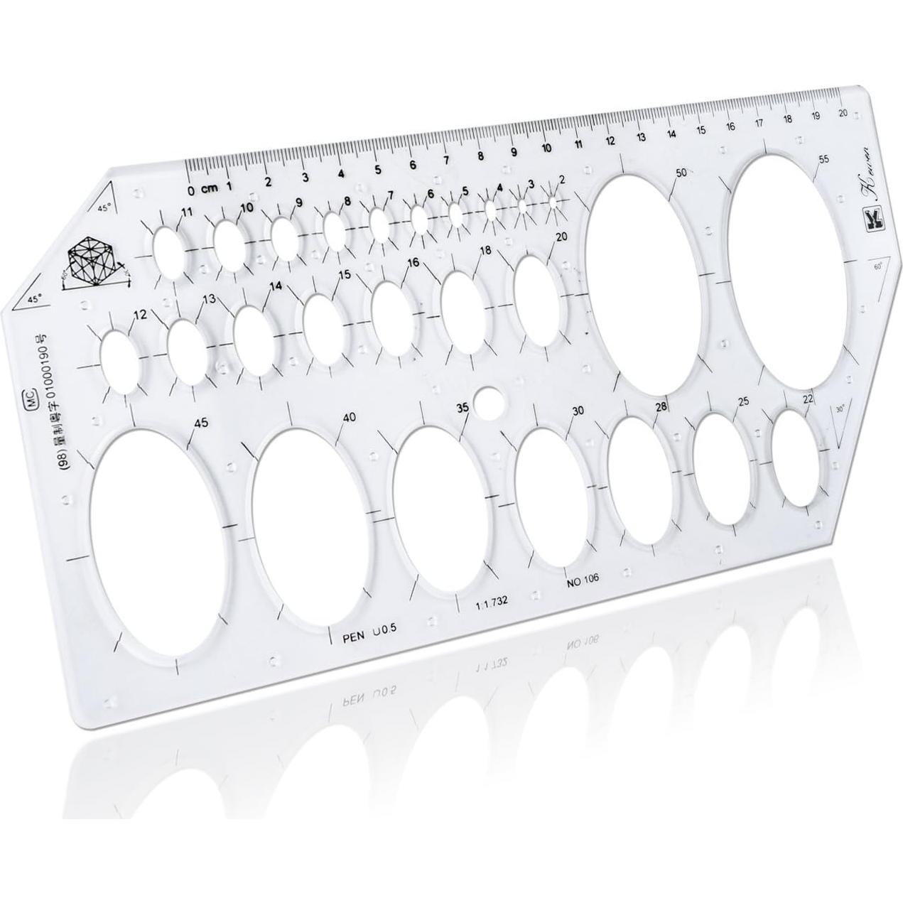 Regla de Dibujo ZYHW de Plástico Transparente 26 Plantillas