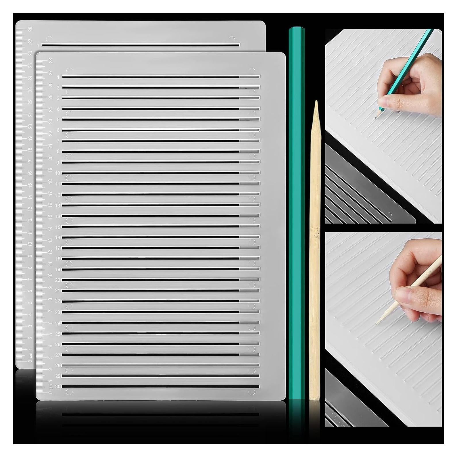 Plantilla de Escritura Fainne con Regla y Lápiz 2B - 4 Piezas