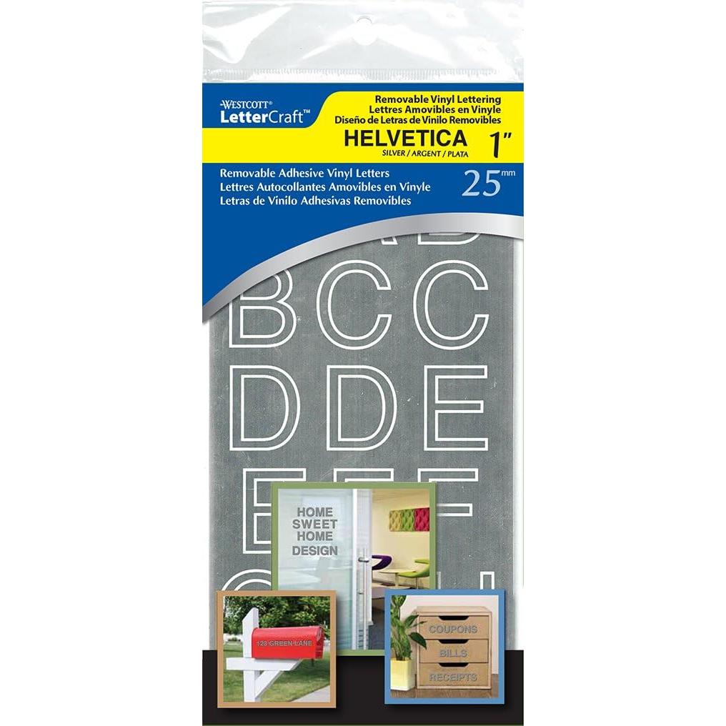 LetterCraft Permanent Vinyl Lettering Helvetica, 1-Inch, Silver (16362)