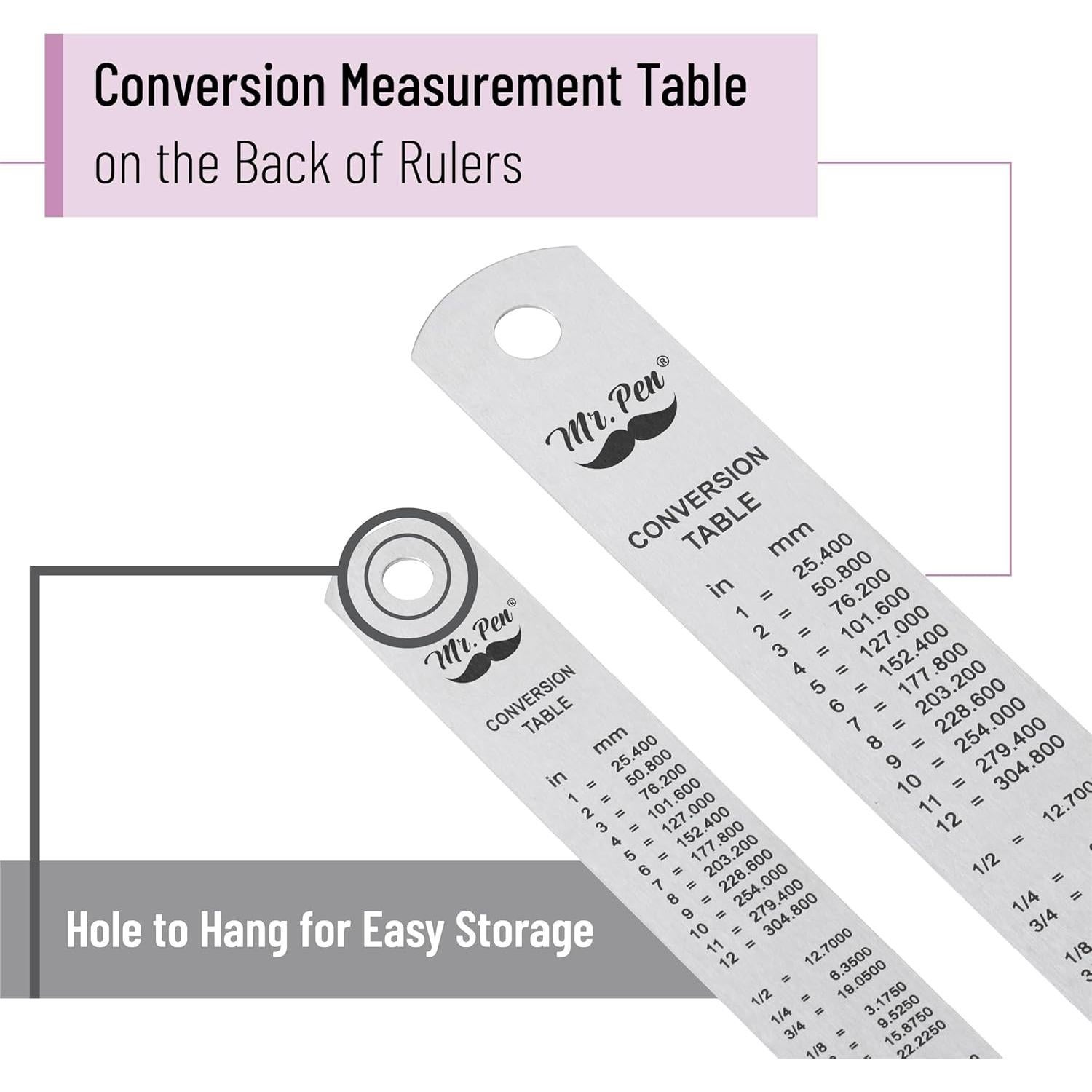 Reglas de acero inoxidable Mr. Pen 15 cm y 30 cm - Paquete de 2