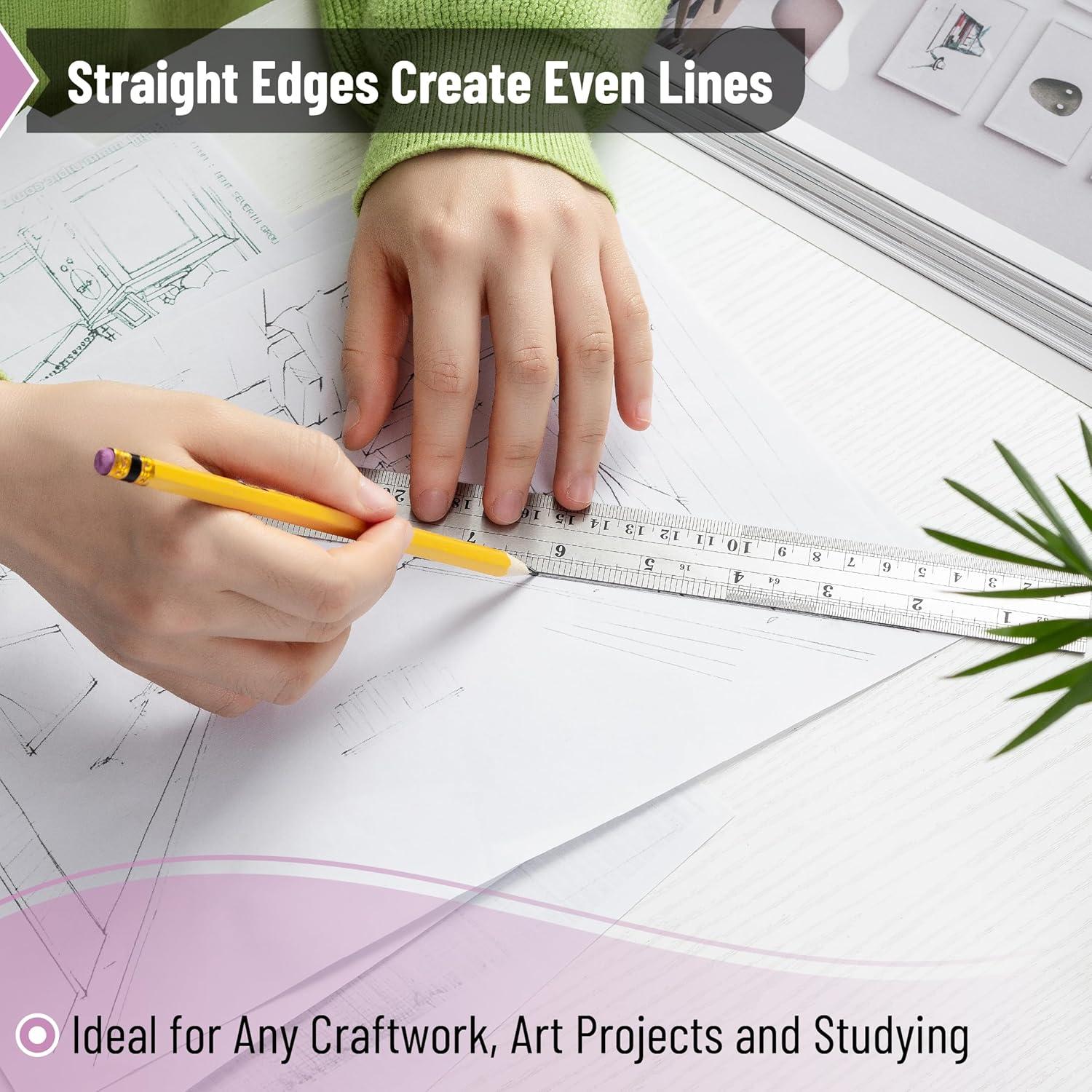 Reglas de acero inoxidable Mr. Pen 15 cm y 30 cm - Paquete de 2