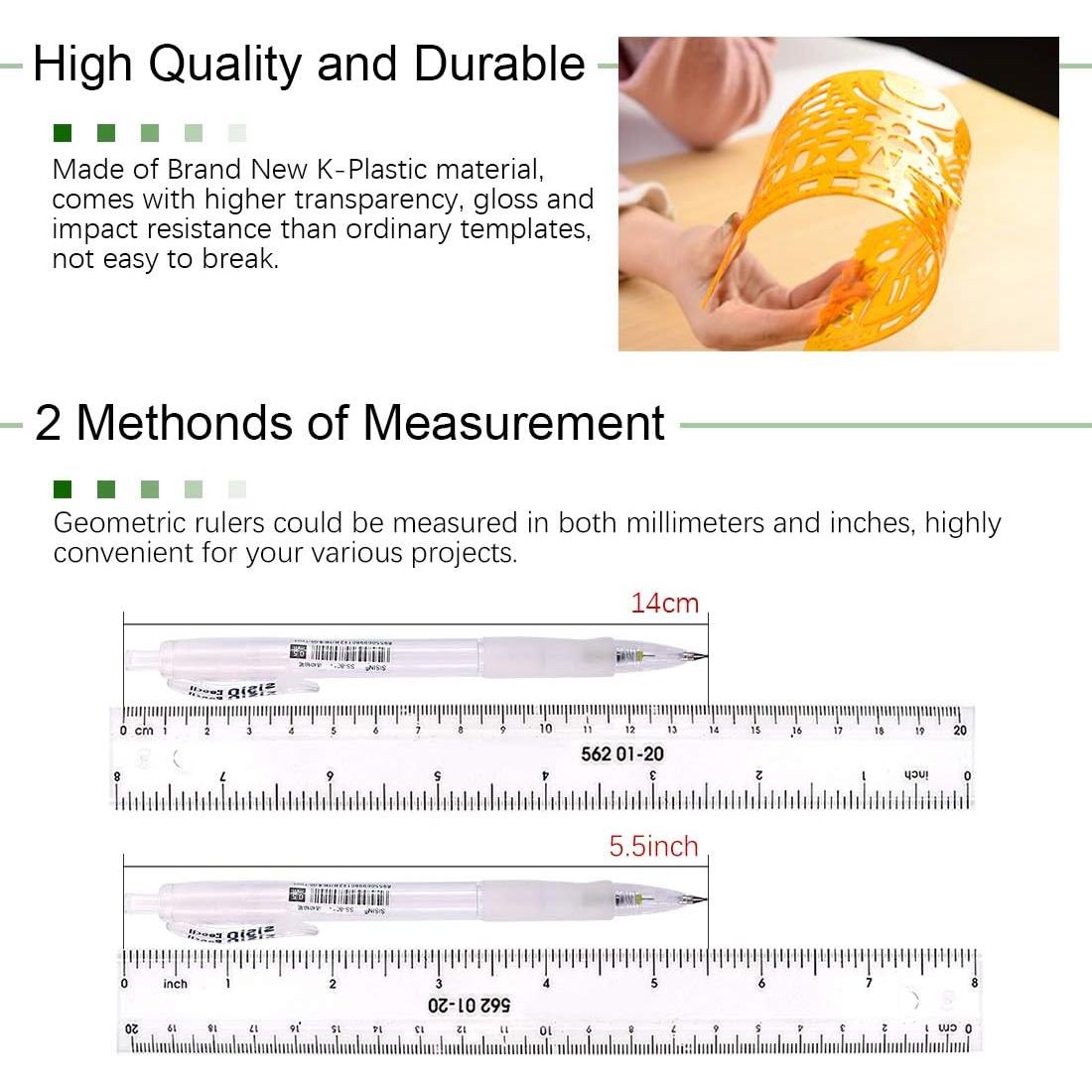 Keadic 12 Piezas Plantillas Geométricas y Reglas de Medición