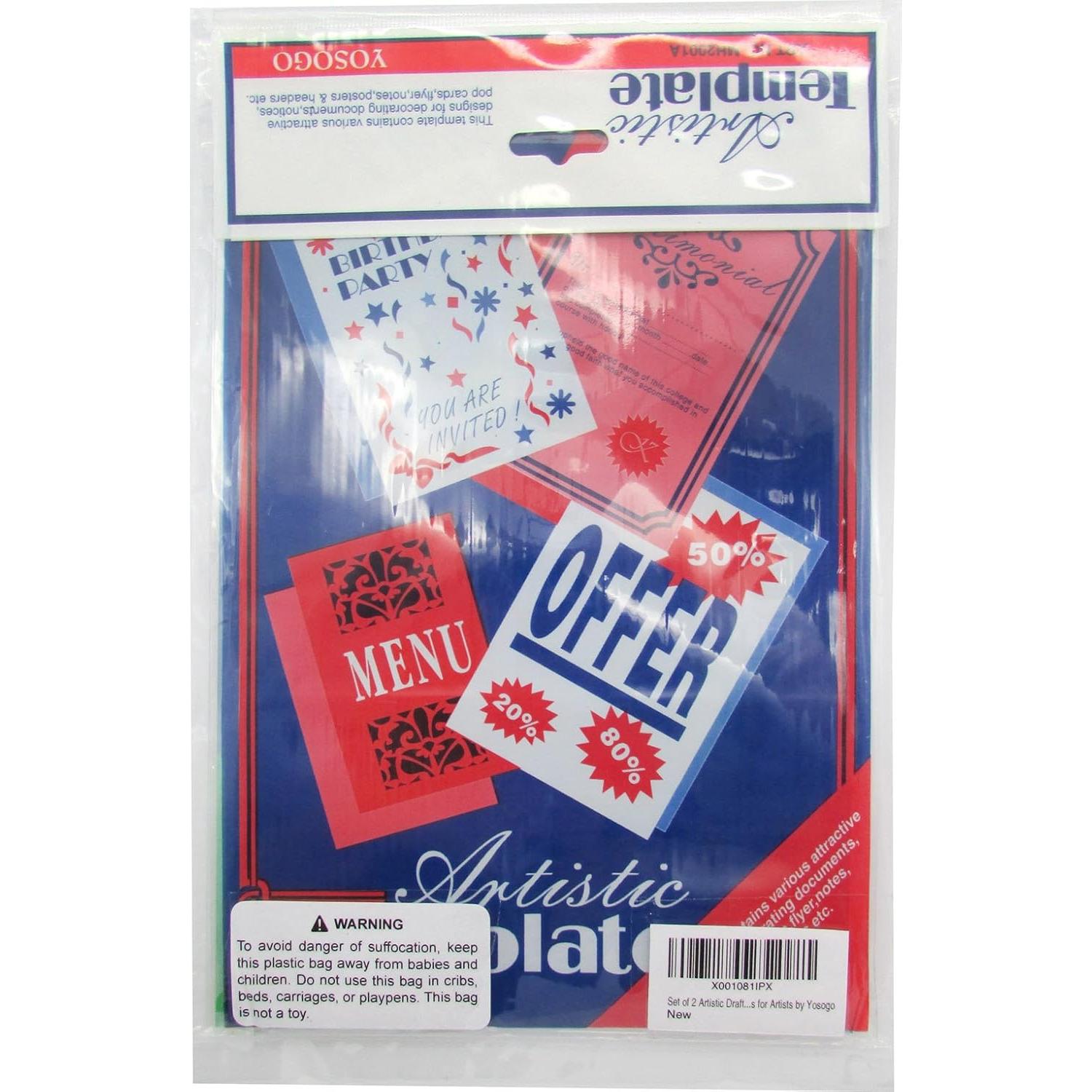 Juego de 2 Plantillas de Dibujo Yosogo 15.2x24.1 cm