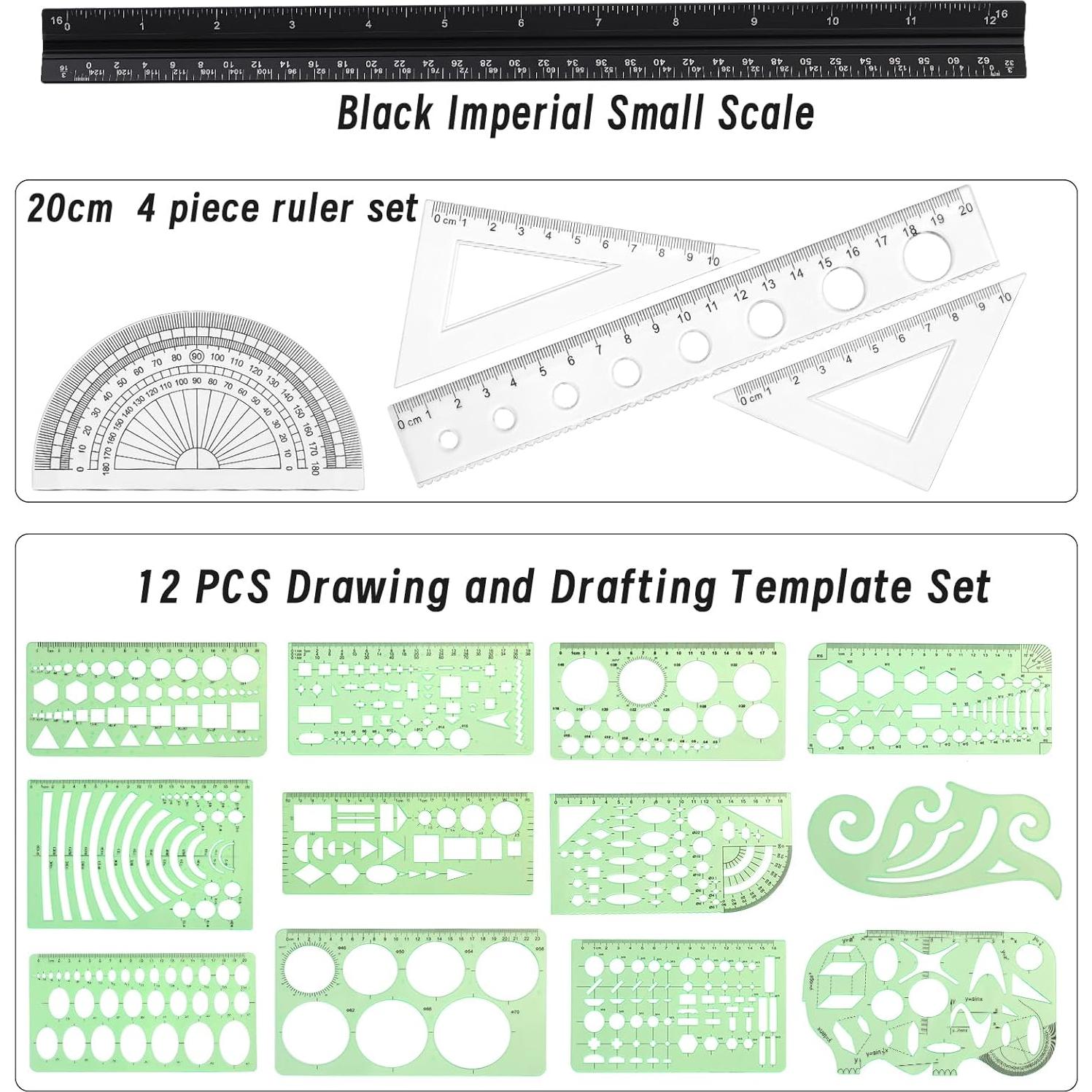 Juego de Plantillas de Dibujo Geométrico Zlulary 18 Piezas