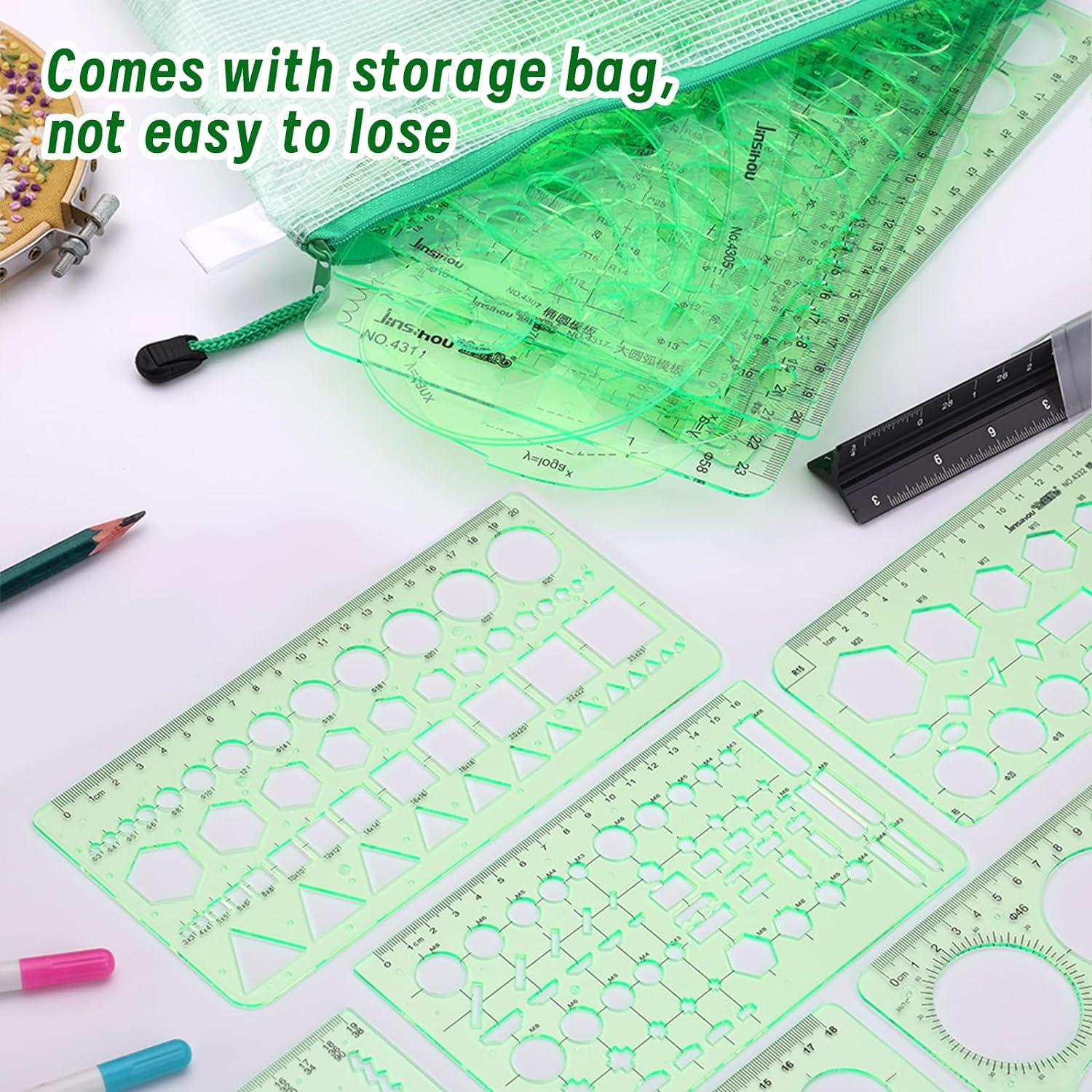 Juego de Plantillas de Dibujo Geométrico Zlulary 18 Piezas