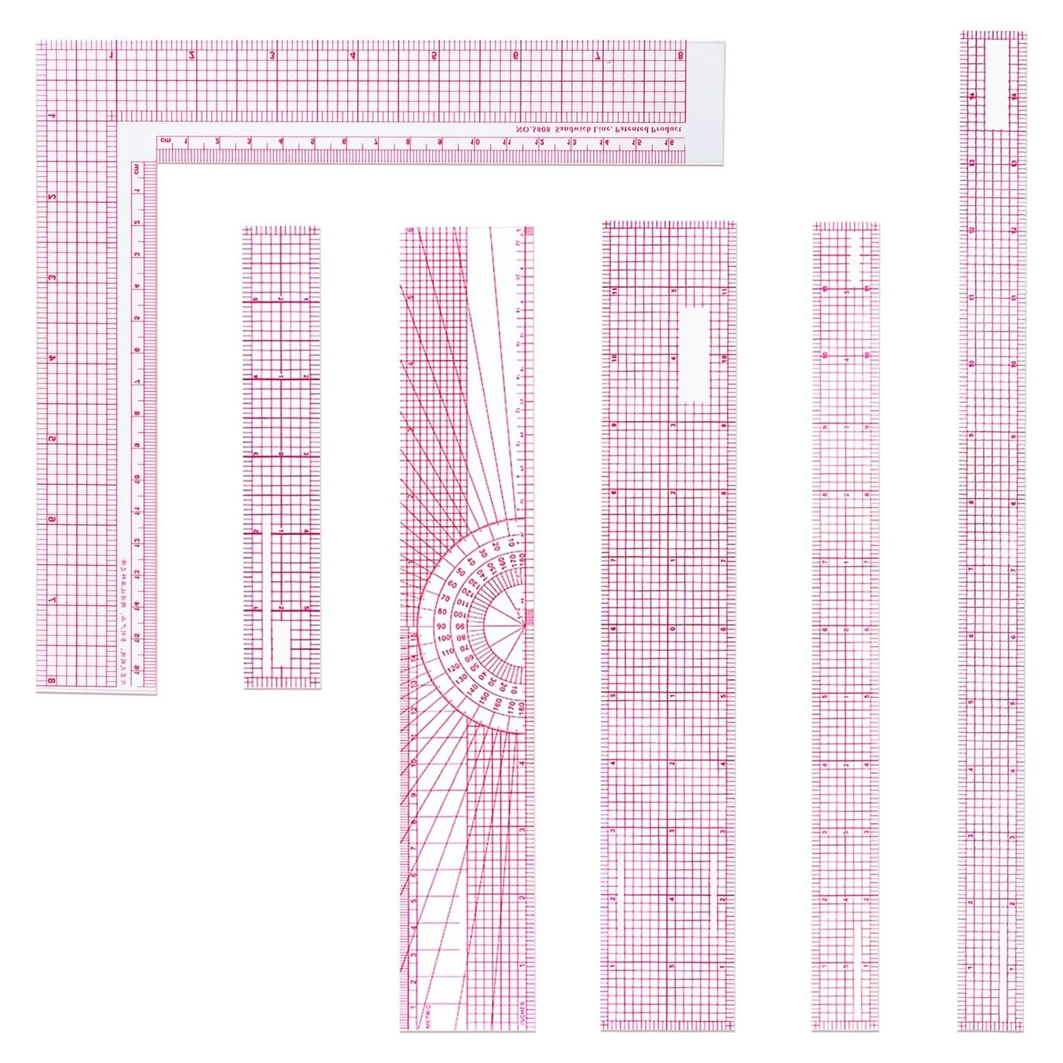 Juego de 6 Reglas de Costura Transparentes Frienda - Plástico Biselado