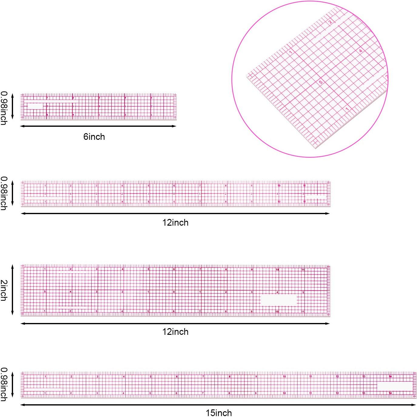 Juego de 6 Reglas de Costura Transparentes Frienda - Plástico Biselado