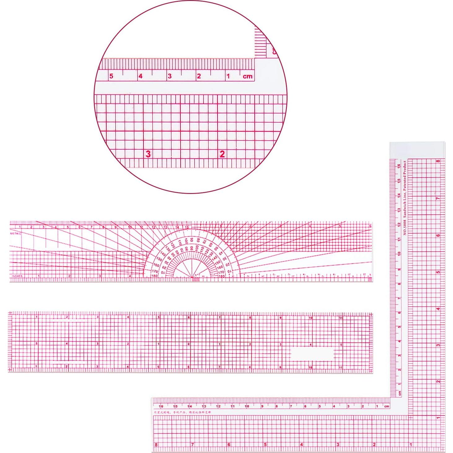 Juego de 6 Reglas de Costura Transparentes Frienda - Plástico Biselado