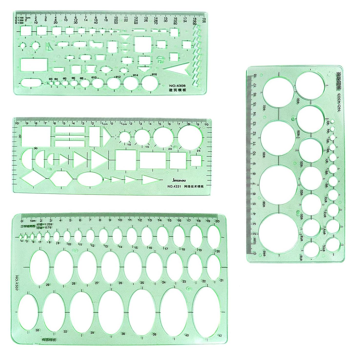 Plantillas Geométricas BronaGrand 4 Piezas Plástico Verde