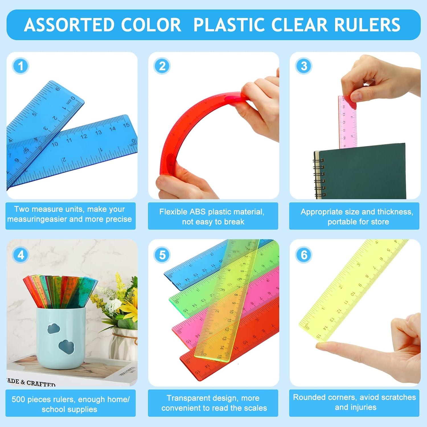 Regla Plástica Flexible Zonon 15.24 cm 100 Pcs Colorida
