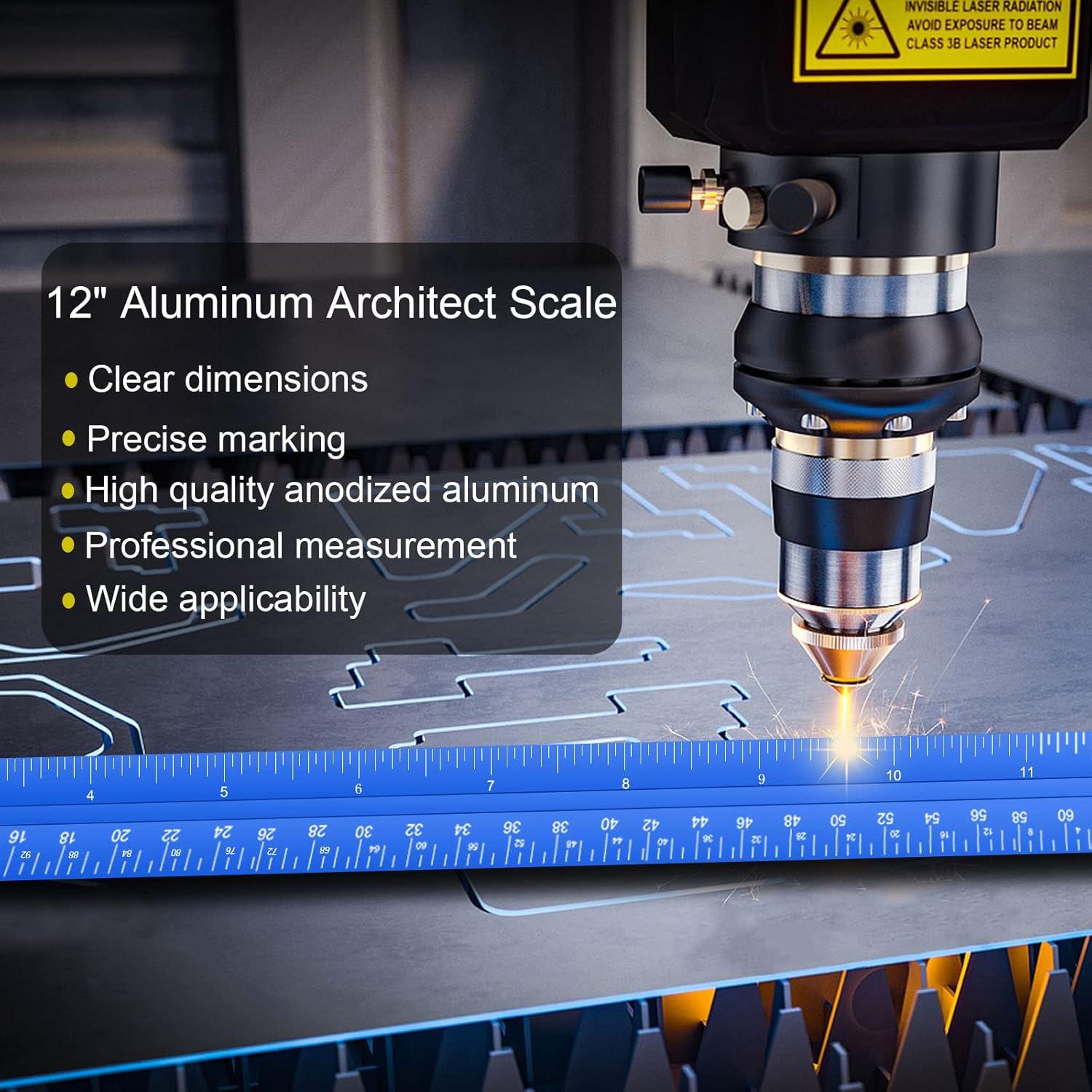 Regla de Escala Arquitectónica Rocoto 33cm Aluminio Azul