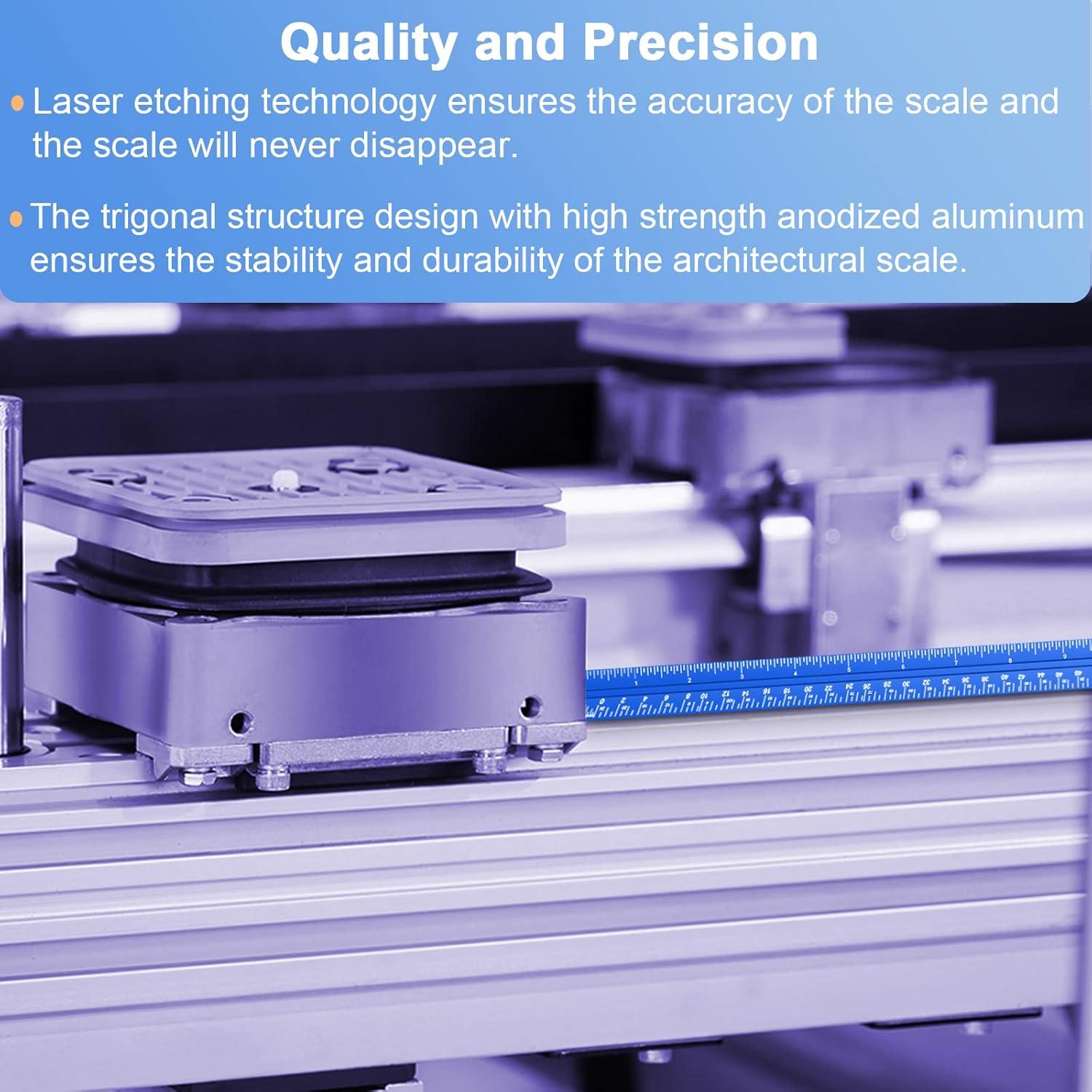 Regla de Escala Arquitectónica Rocoto 33cm Aluminio Azul