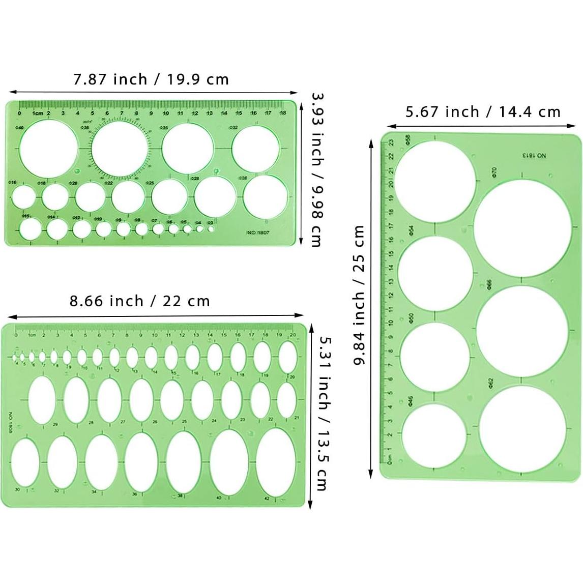 Plantillas de Dibujo ZTEOFO - 3 Piezas de Círculo y Elipse