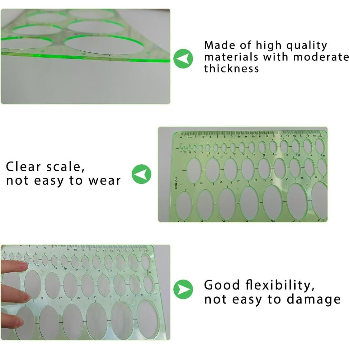 Plantillas de Dibujo ZTEOFO - 3 Piezas de Círculo y Elipse