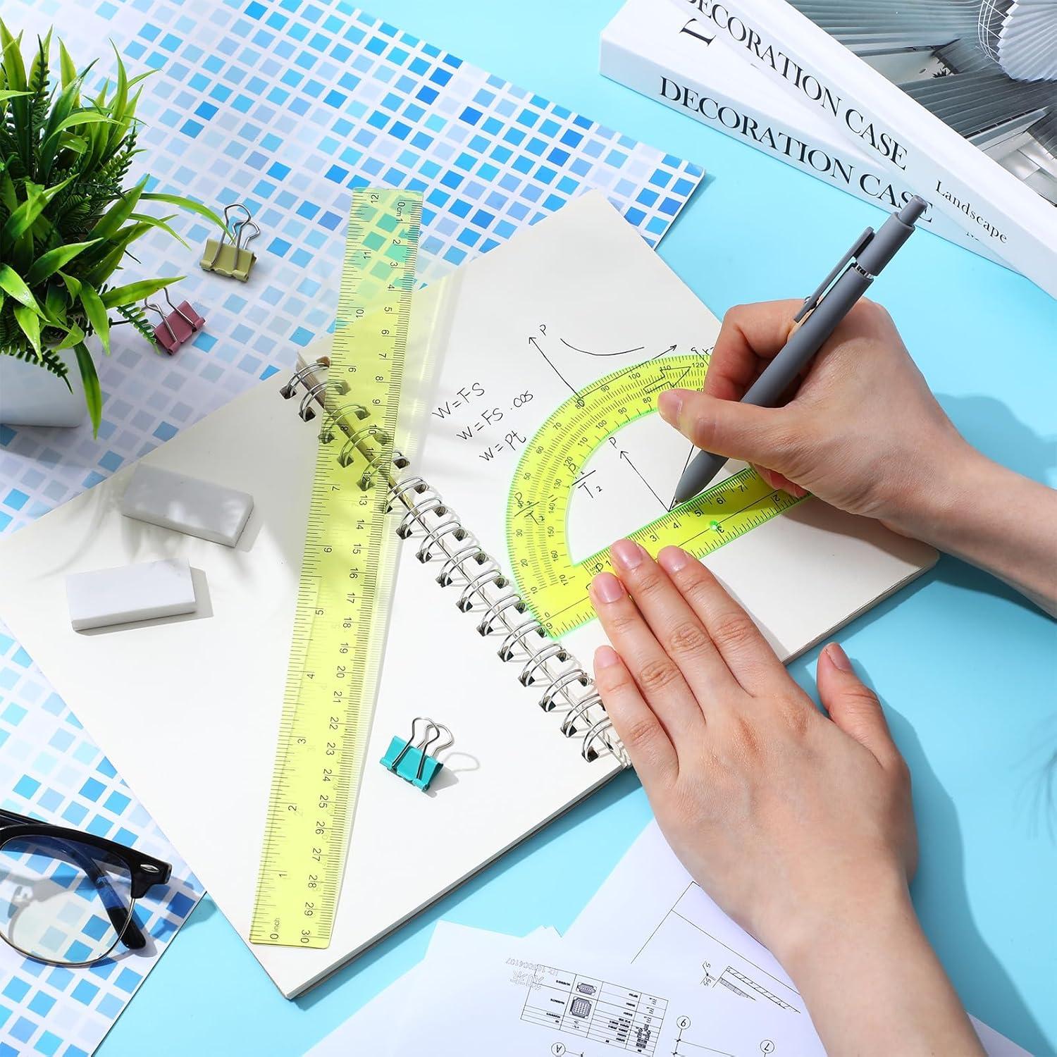 Juego de Regla y Transportador Zonon Amarillo 30.48 cm