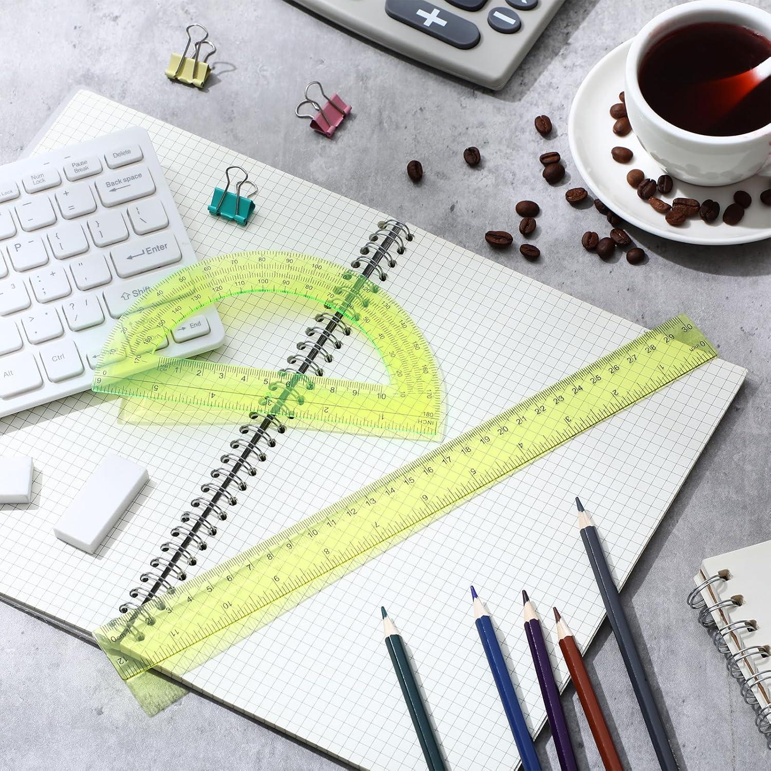 Juego de Regla y Transportador Zonon Amarillo 30.48 cm