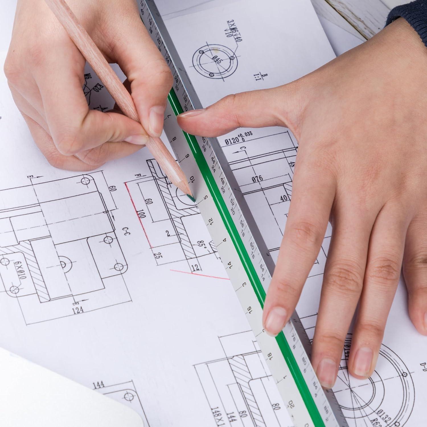 Regla de Escala Arquitectónica Mr. Pen 30.48 cm 2 Pcs Aluminio