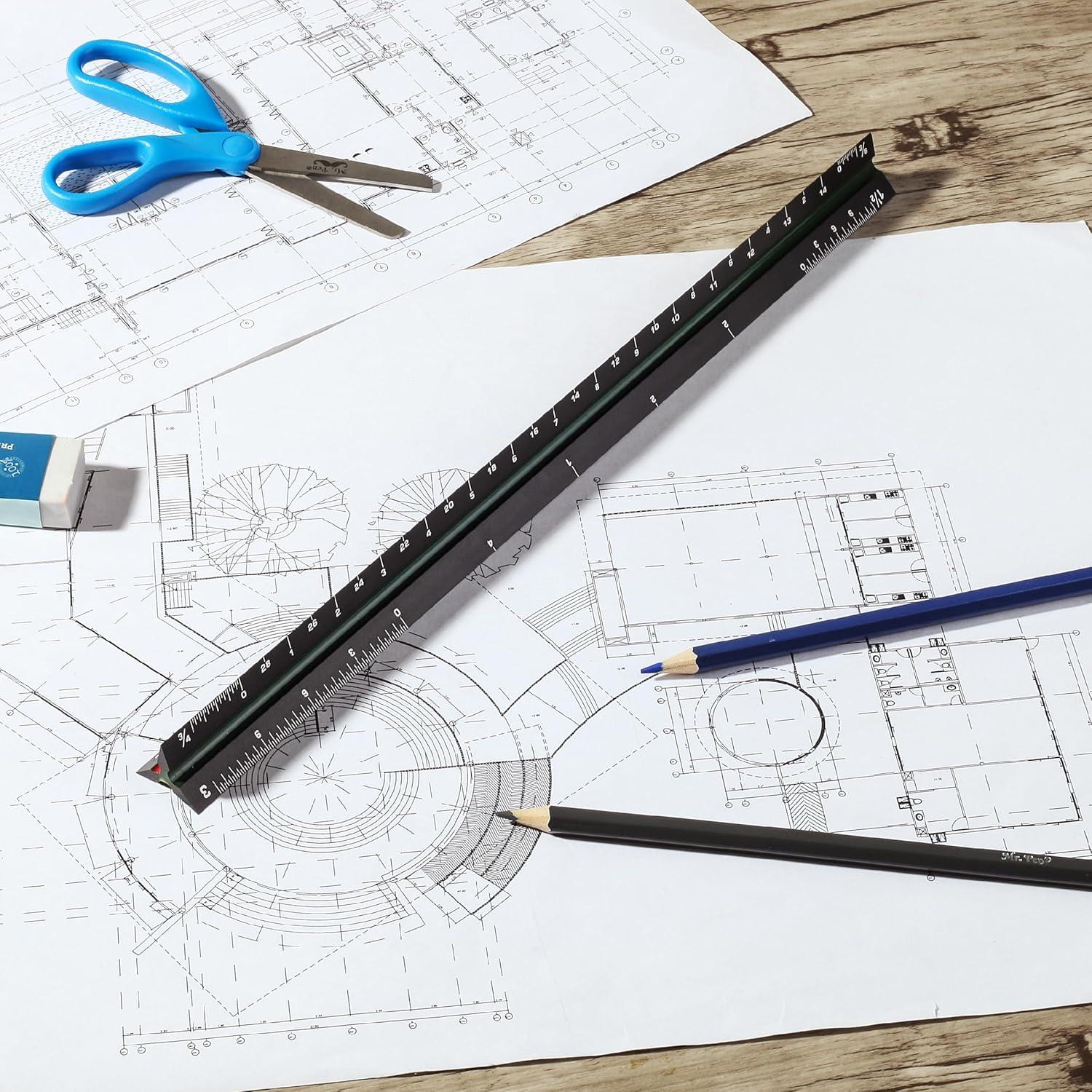 Regla de Escala Arquitectónica Mr. Pen 30.48 cm 2 Pcs Aluminio