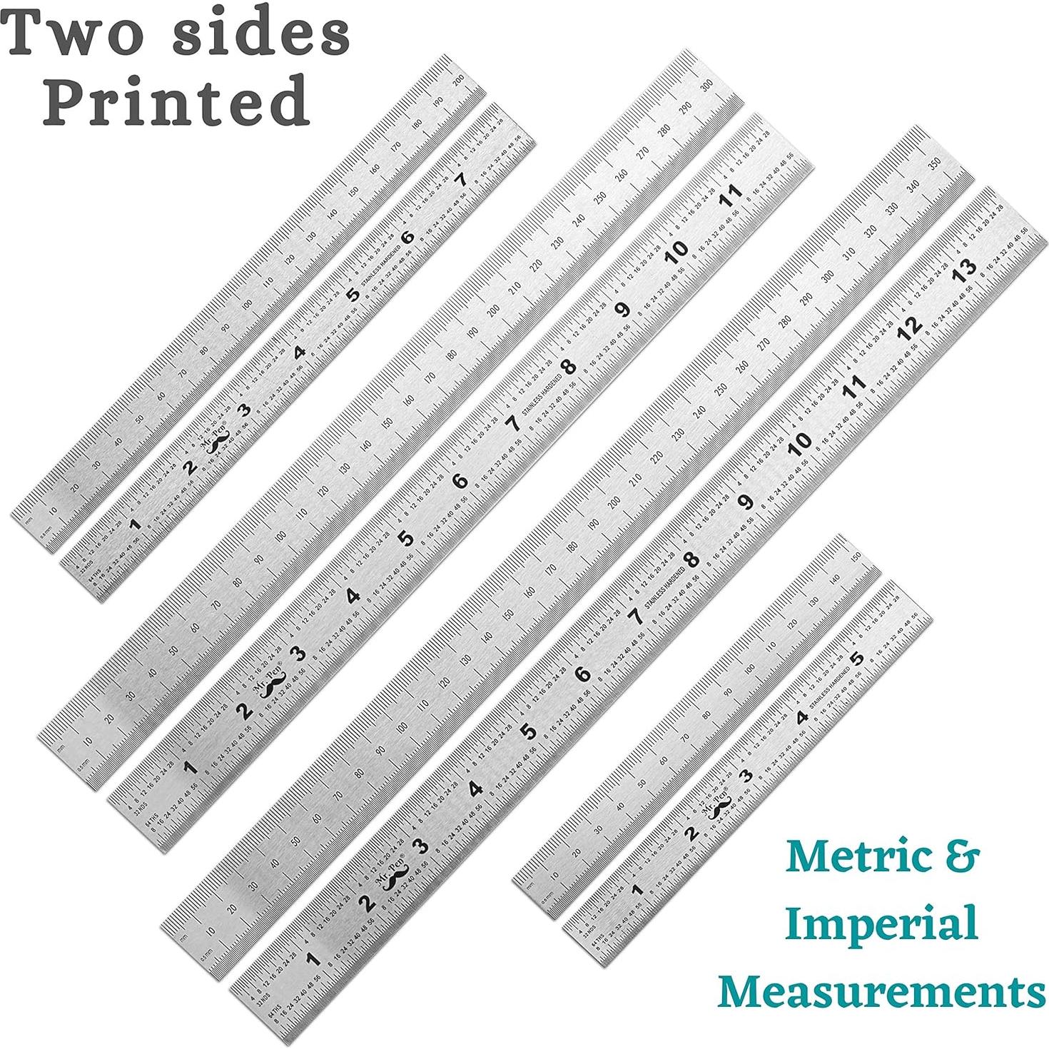 Conjunto de 4 Reglas de Acero Inoxidable Mr. Pen 15-35 cm