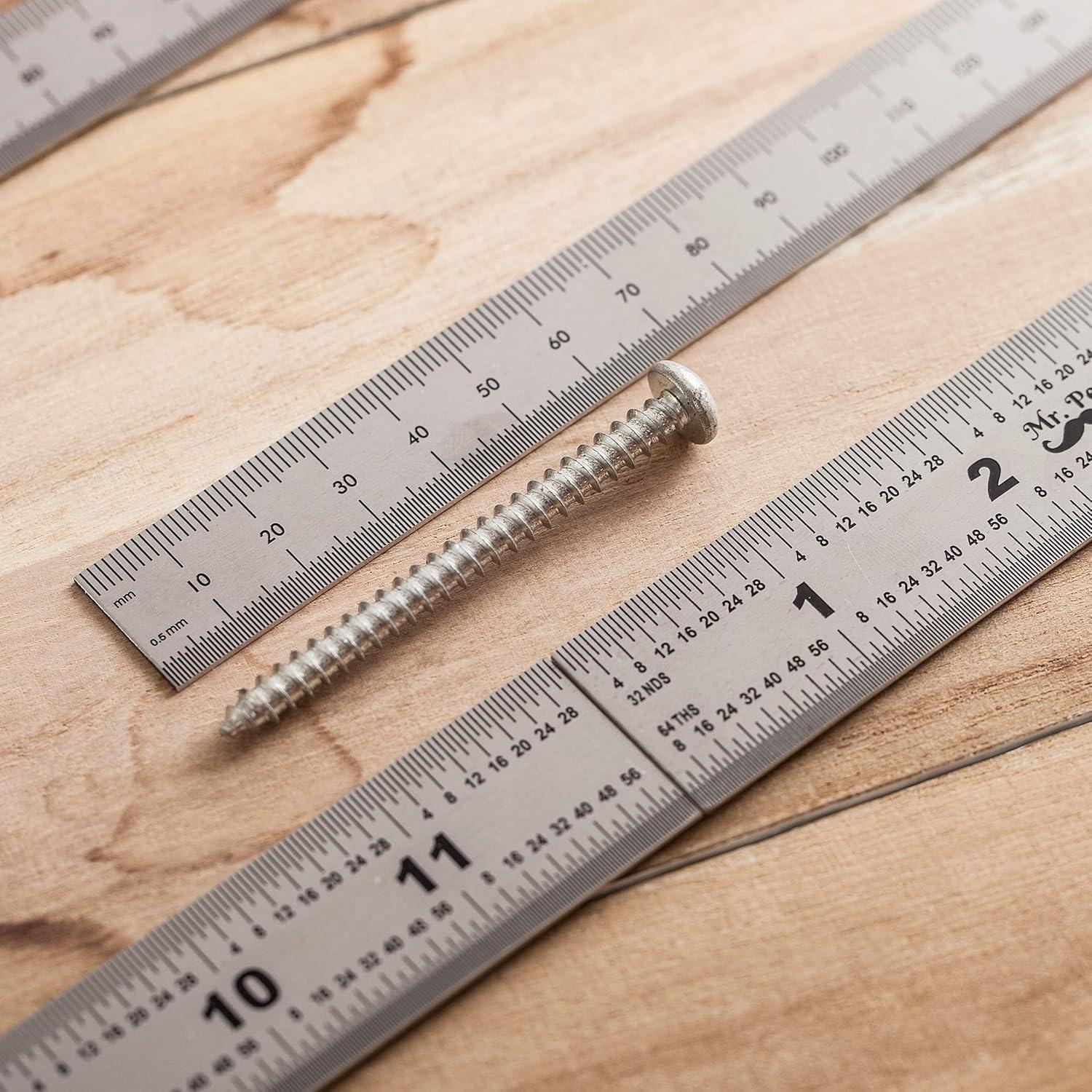 Conjunto de 4 Reglas de Acero Inoxidable Mr. Pen 15-35 cm