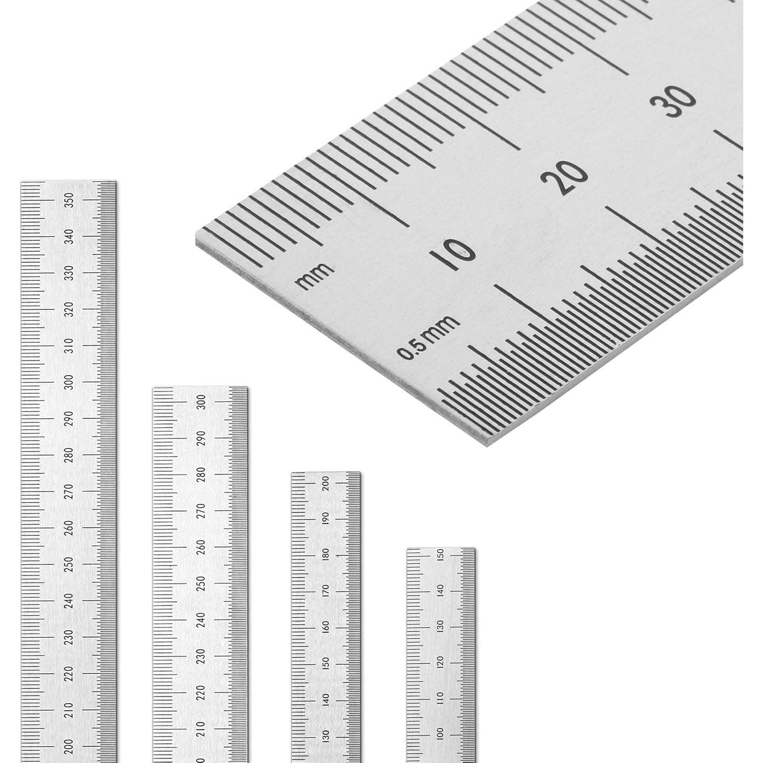 Conjunto de 4 Reglas de Acero Inoxidable Mr. Pen 15-35 cm