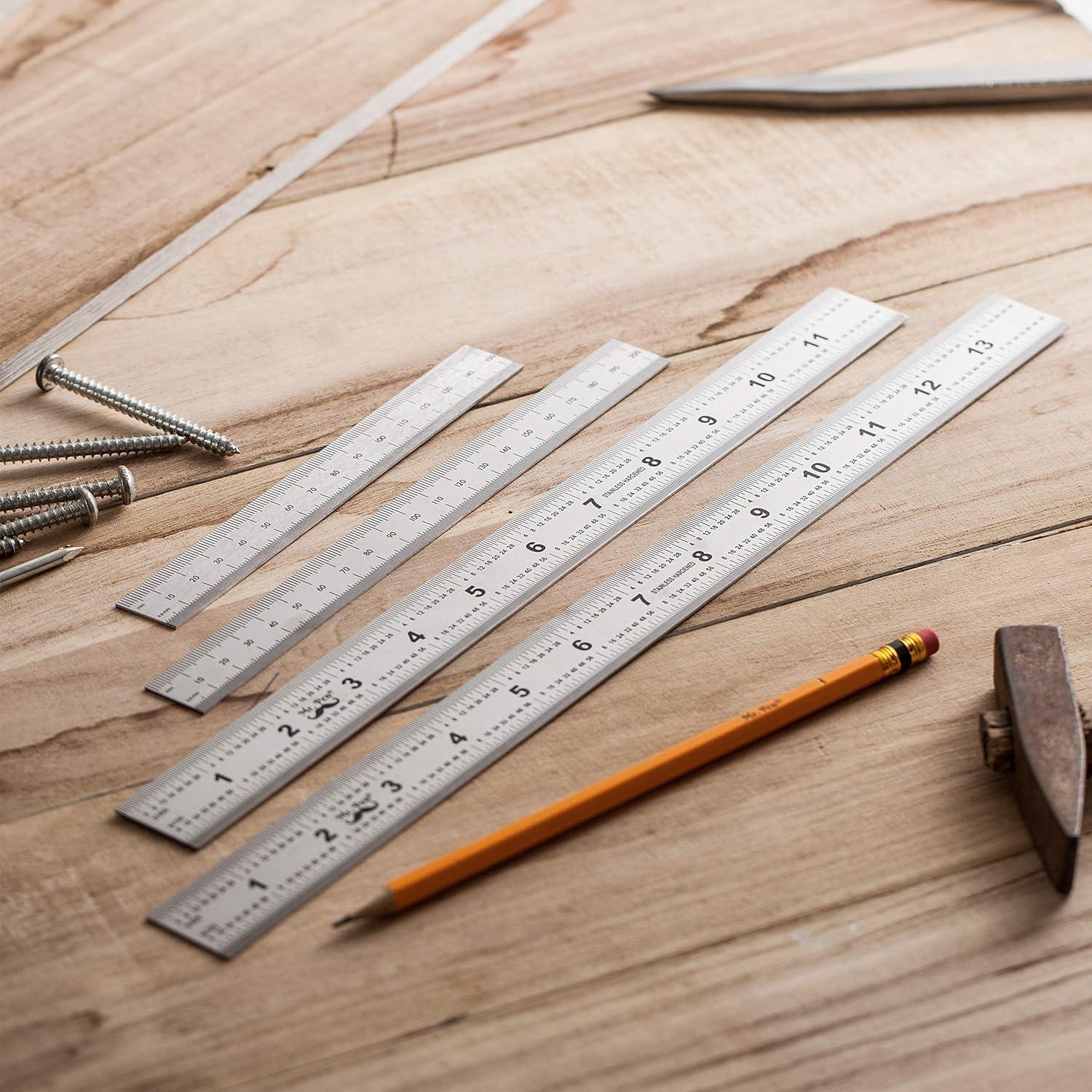 Conjunto de 4 Reglas de Acero Inoxidable Mr. Pen 15-35 cm