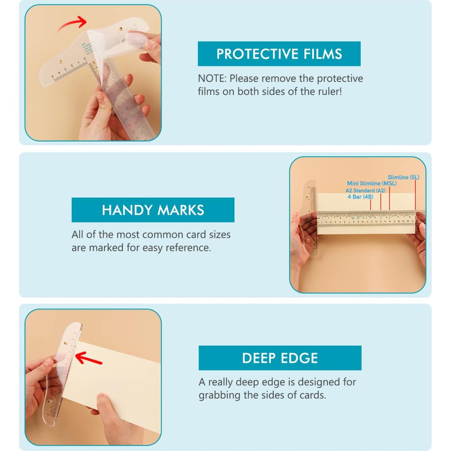 Regla T Acrílica Transparente 30cm BAOFALI para Manualidades