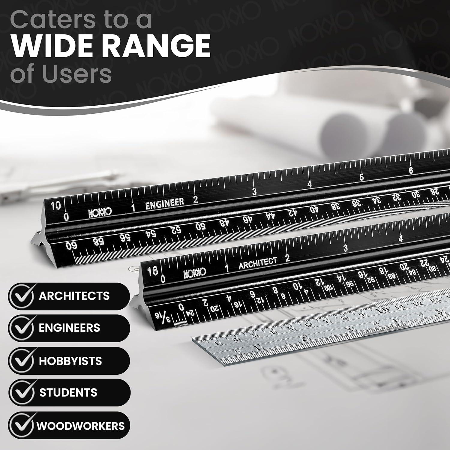 Juego de Reglas de Escala Arquitectónica y de Ingeniería NOKKO 30.48 cm