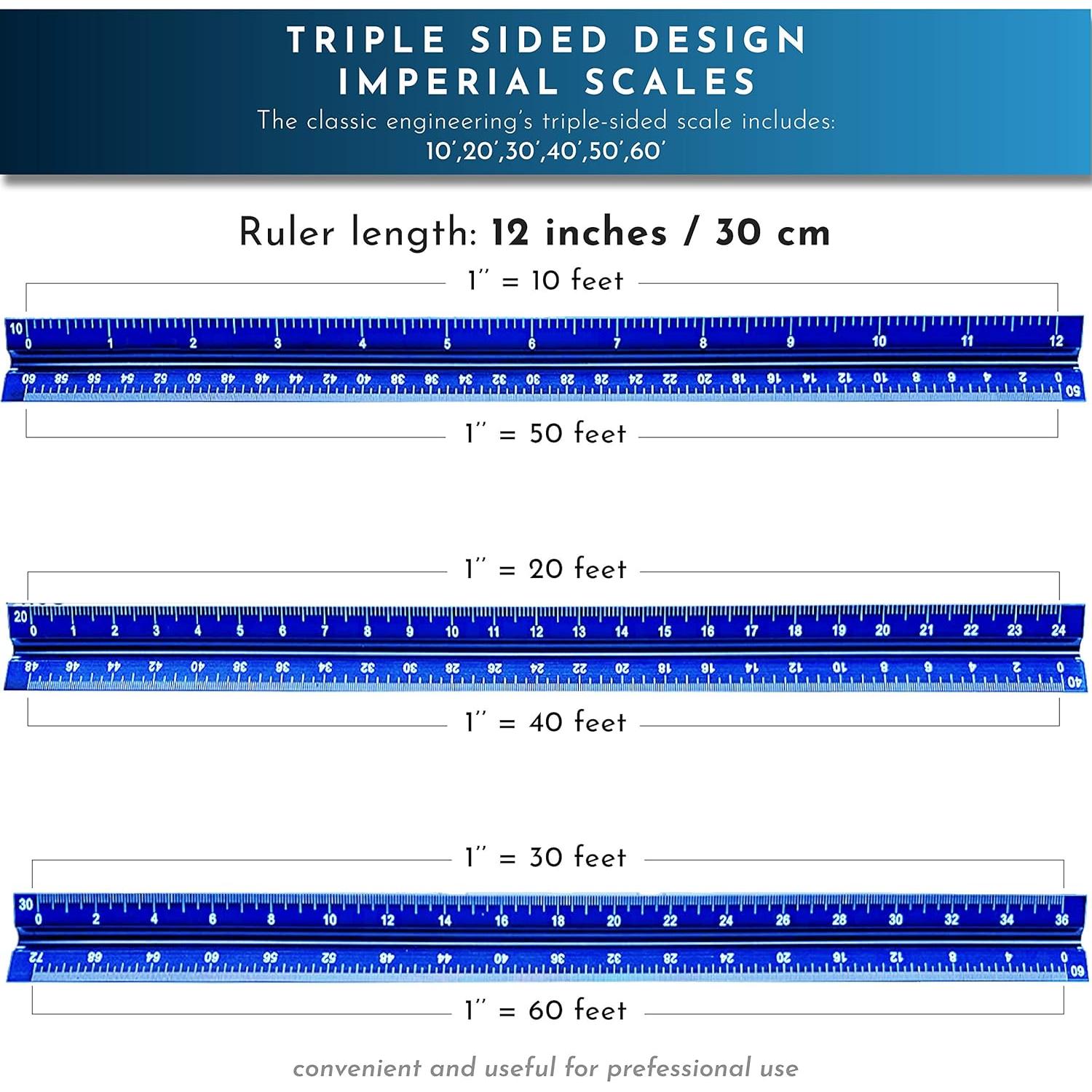 Juego de Reglas de Escala Arquitectónica Khnum 30 cm Aluminio