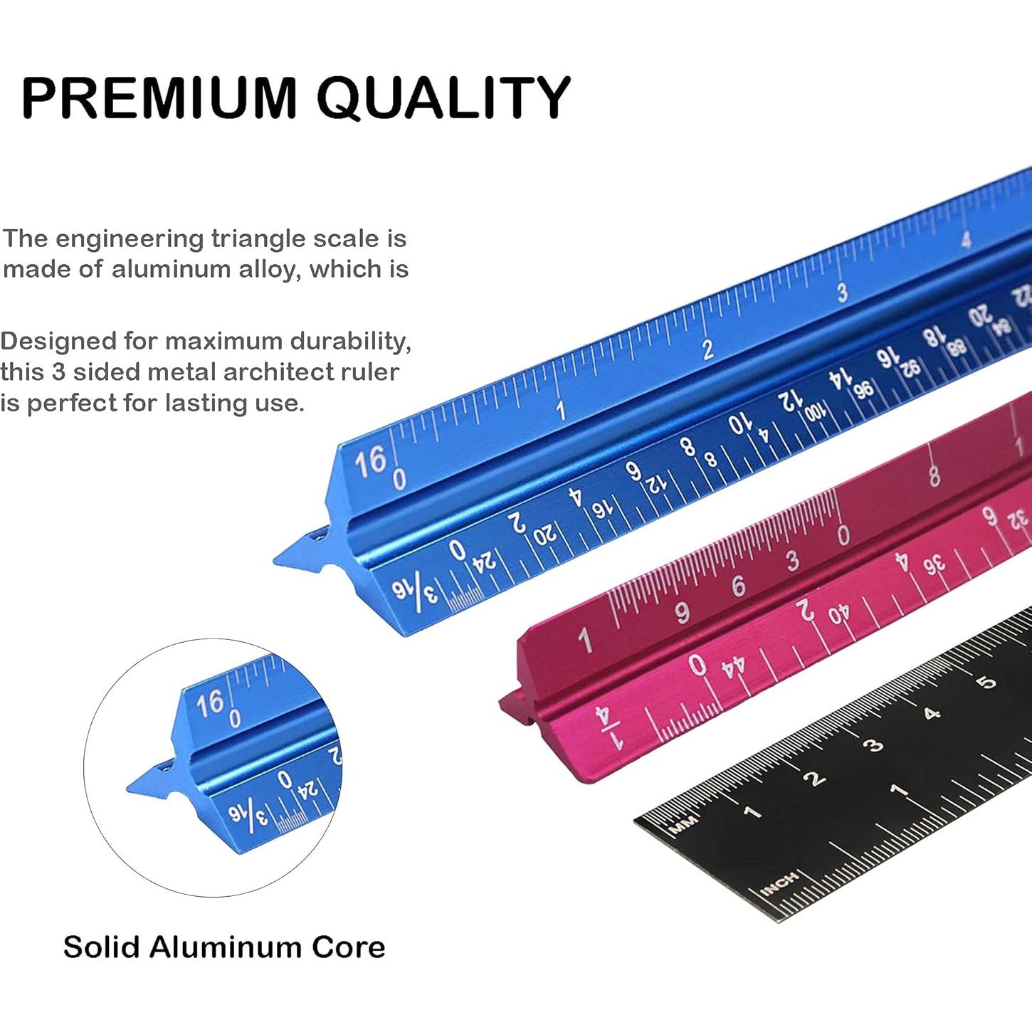 Juego de 3 Reglas de Escala de Aluminio 30cm y 15cm Muulaii