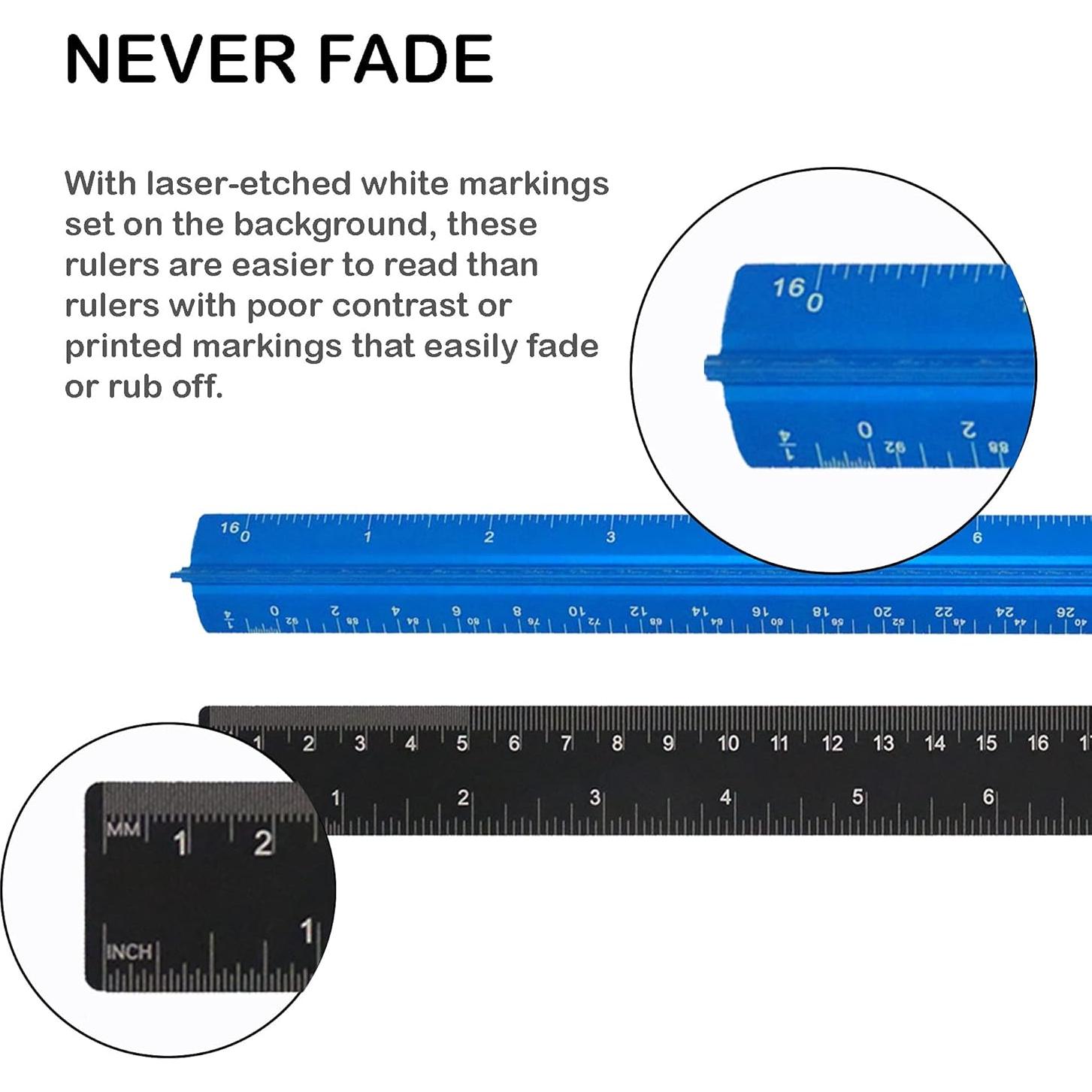Juego de 3 Reglas de Escala de Aluminio 30cm y 15cm Muulaii
