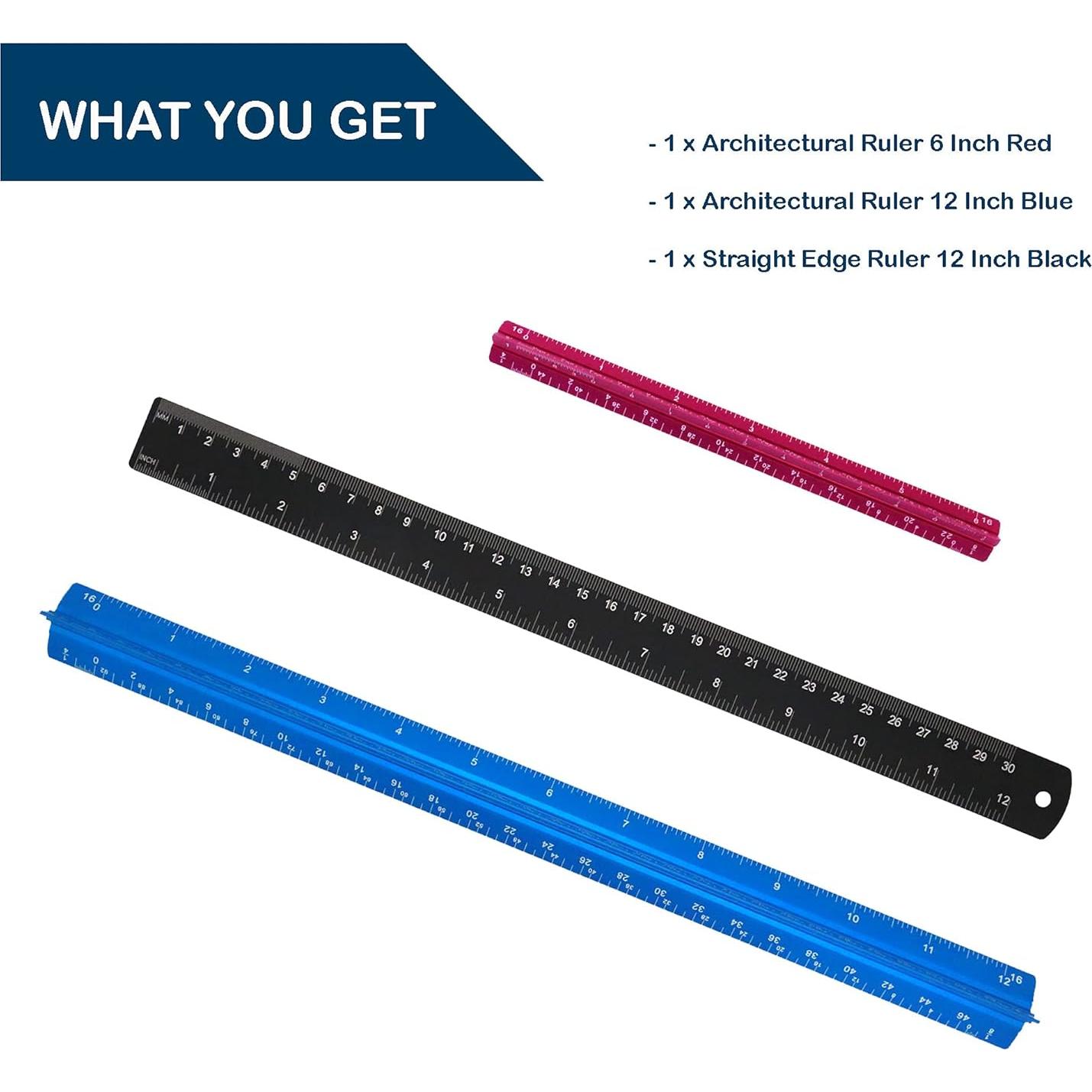 Juego de 3 Reglas de Escala de Aluminio 30cm y 15cm Muulaii