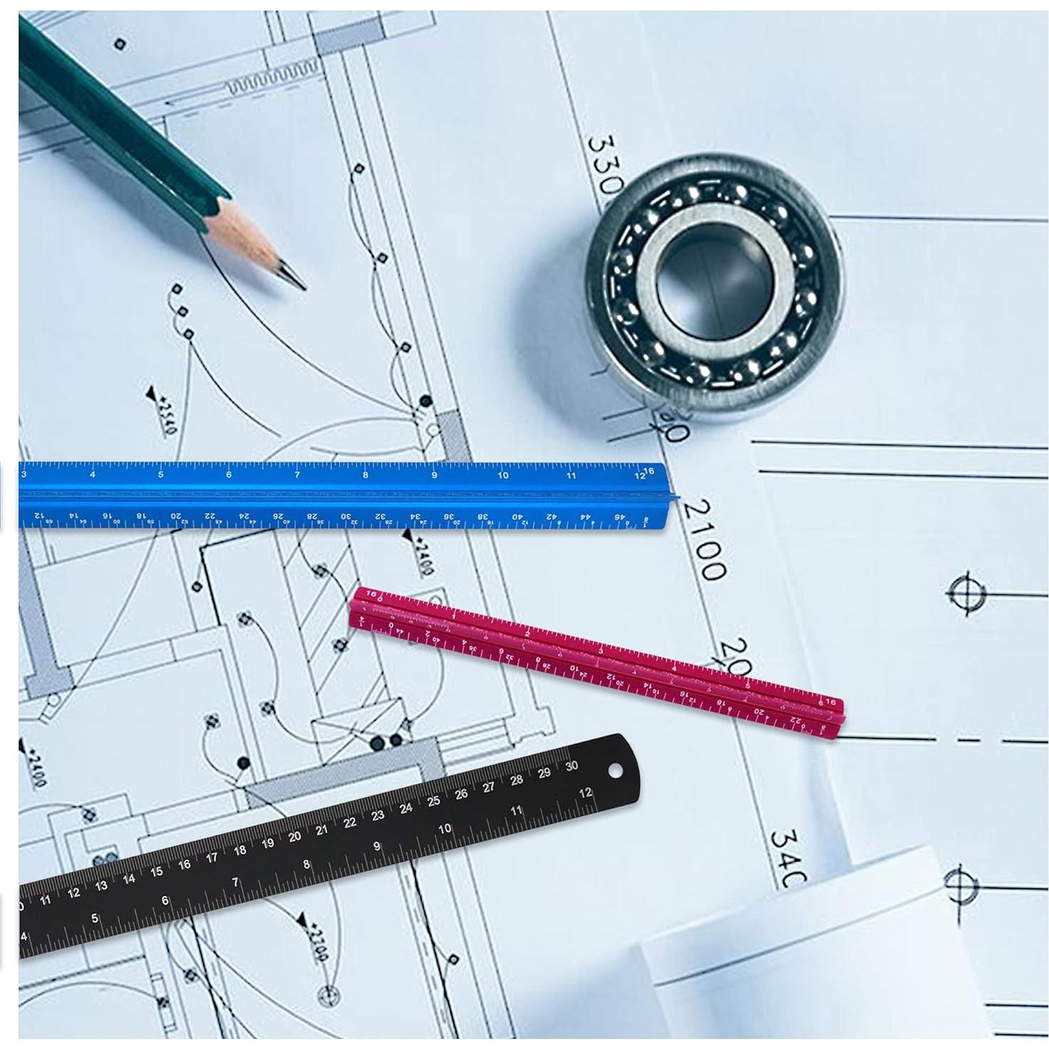 Juego de 3 Reglas de Escala de Aluminio 30cm y 15cm Muulaii