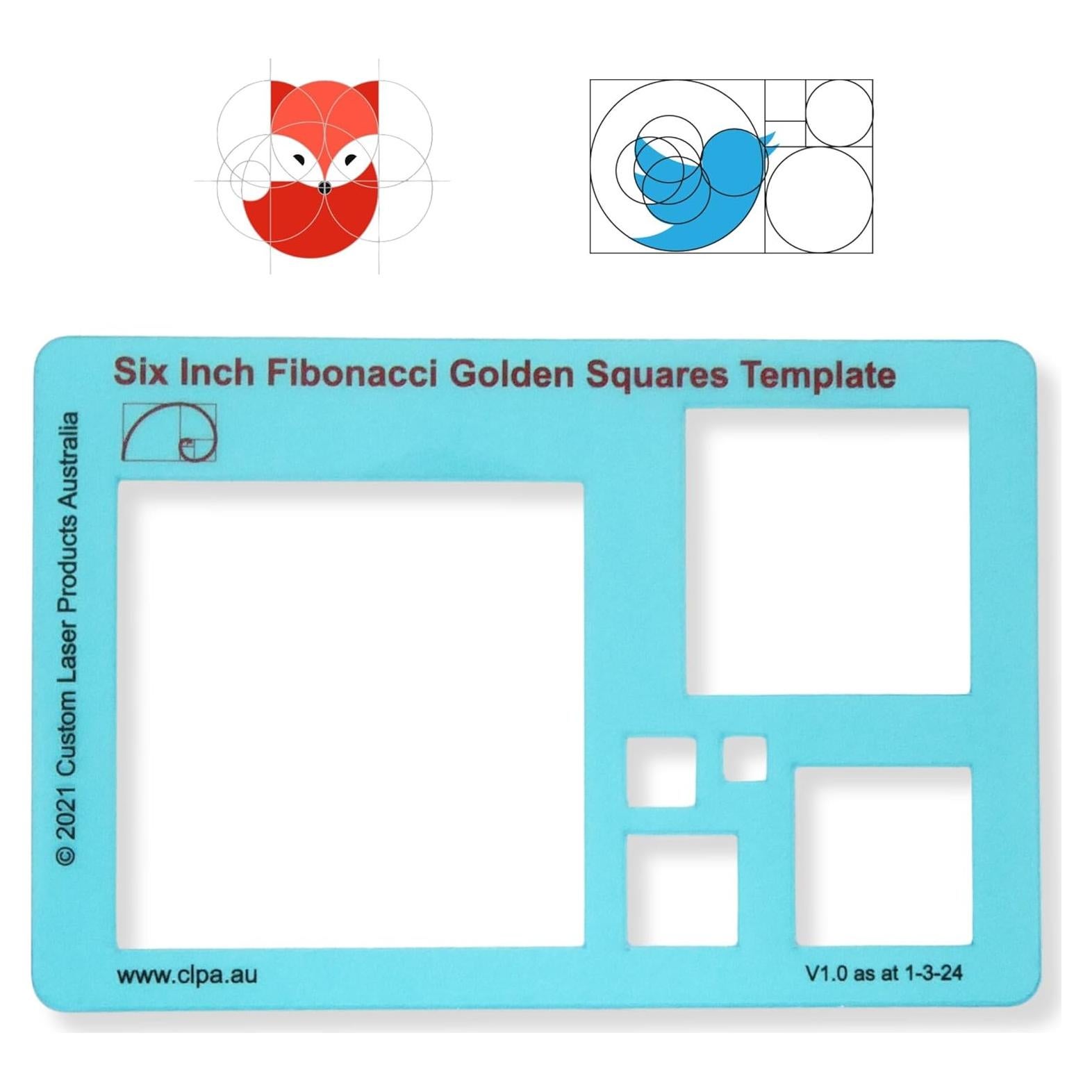 Plantilla Cuadrada de 15 cm MTT PL para Dibujo Fibonacci