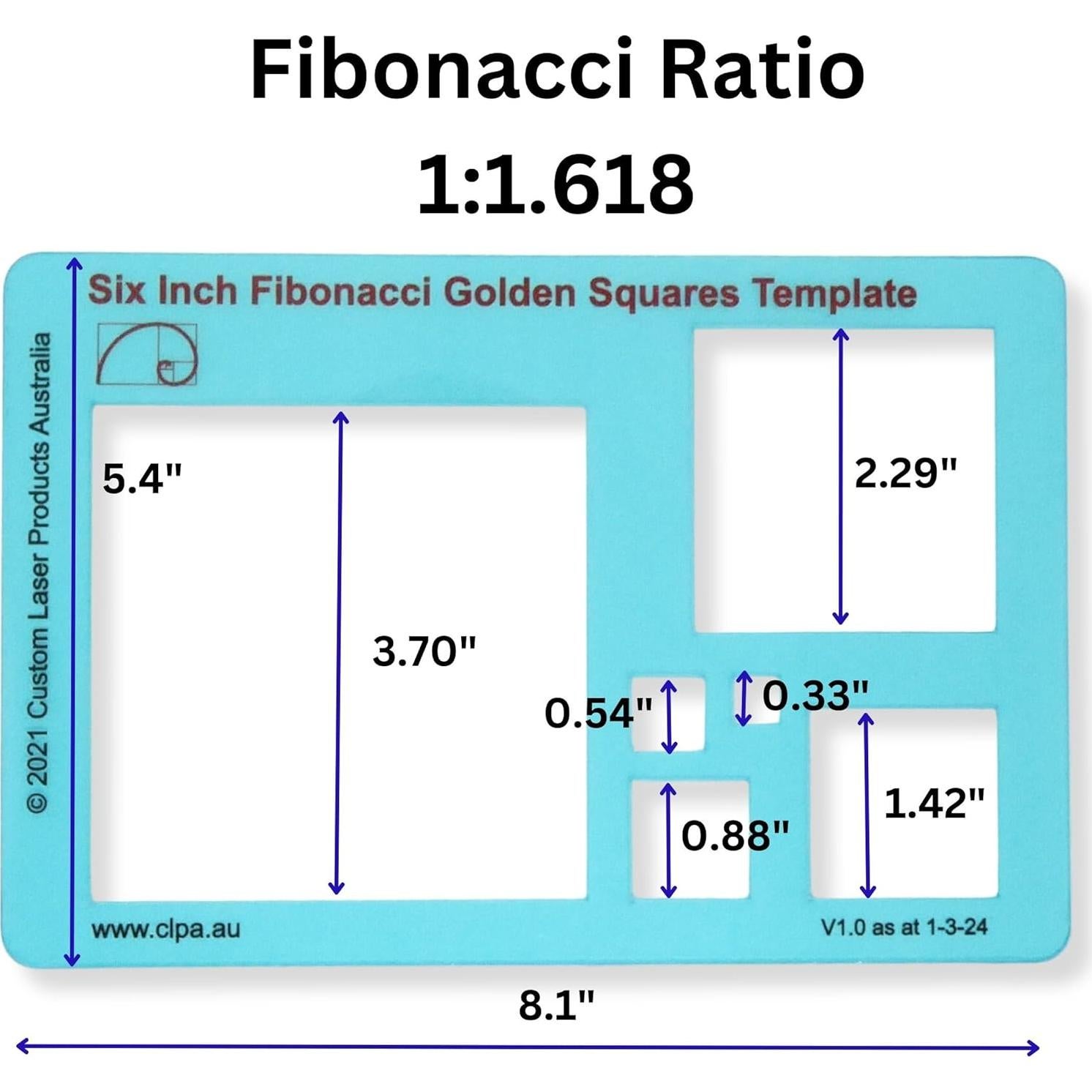 Plantilla Cuadrada de 15 cm MTT PL para Dibujo Fibonacci