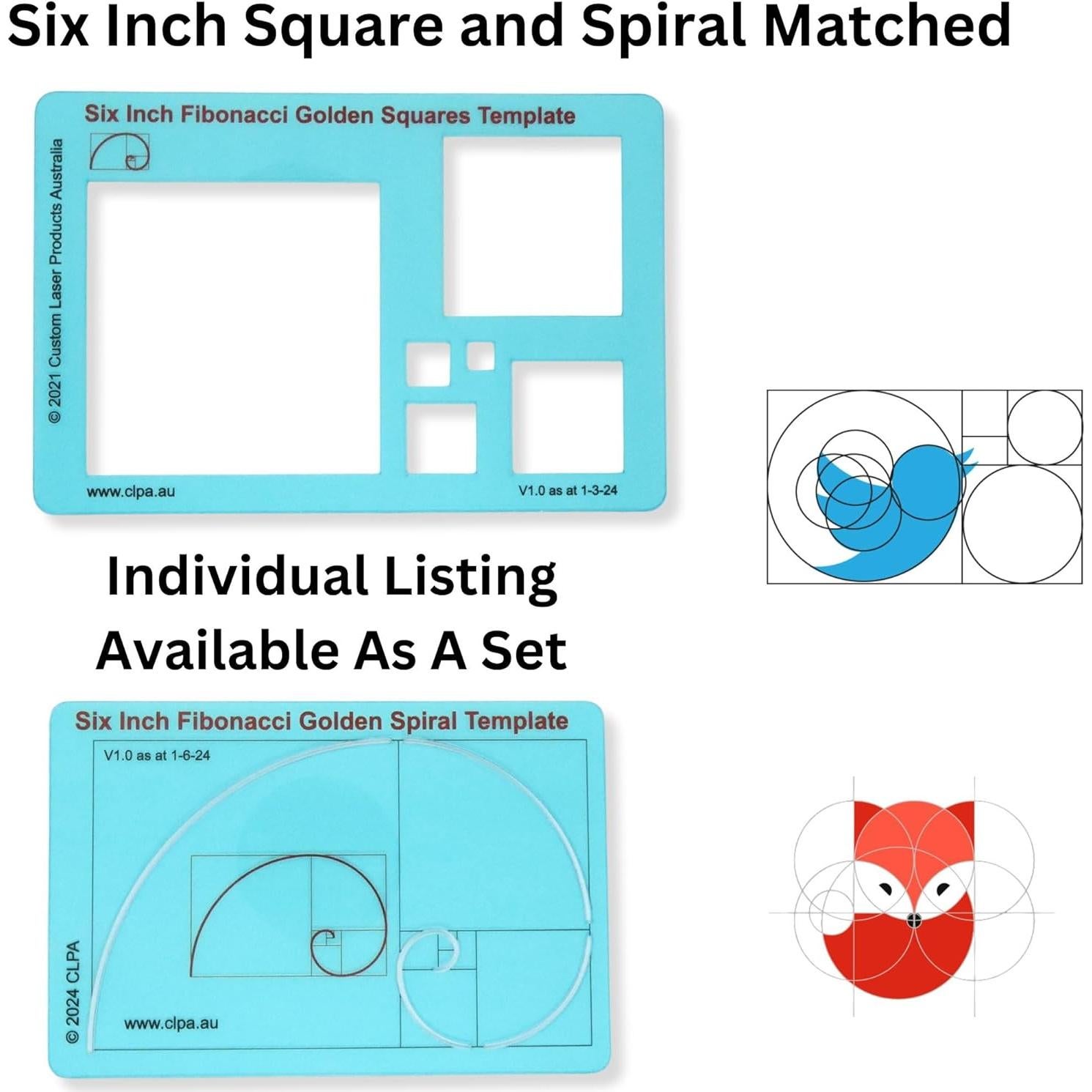 Plantilla Cuadrada de 15 cm MTT PL para Dibujo Fibonacci