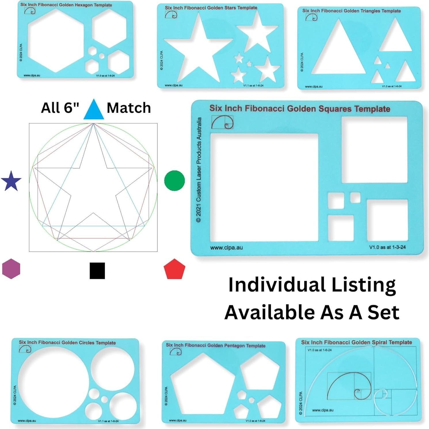 Plantilla Cuadrada de 15 cm MTT PL para Dibujo Fibonacci