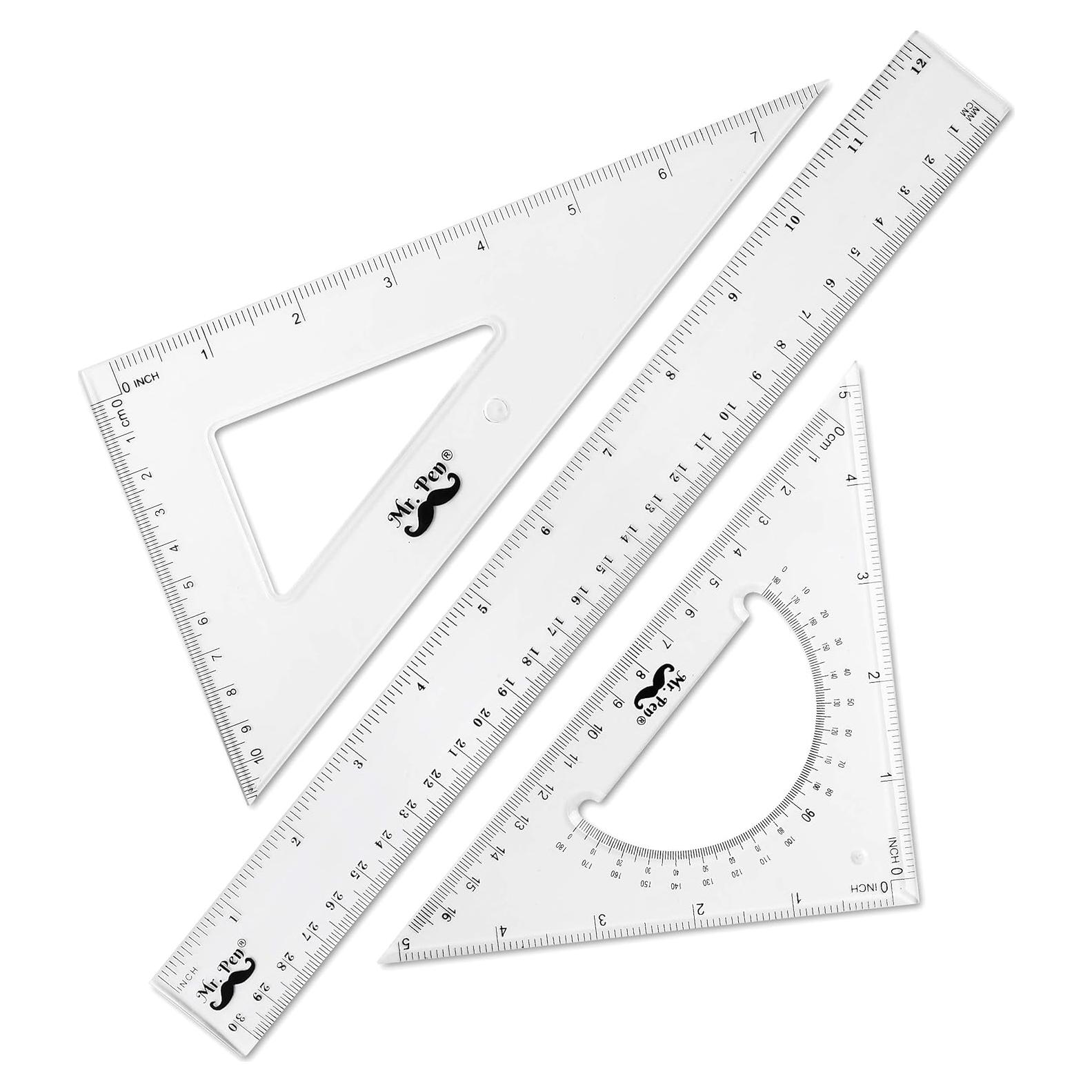 Juego de Geometría Mr. Pen - Regla 30.48 cm, Escuadras