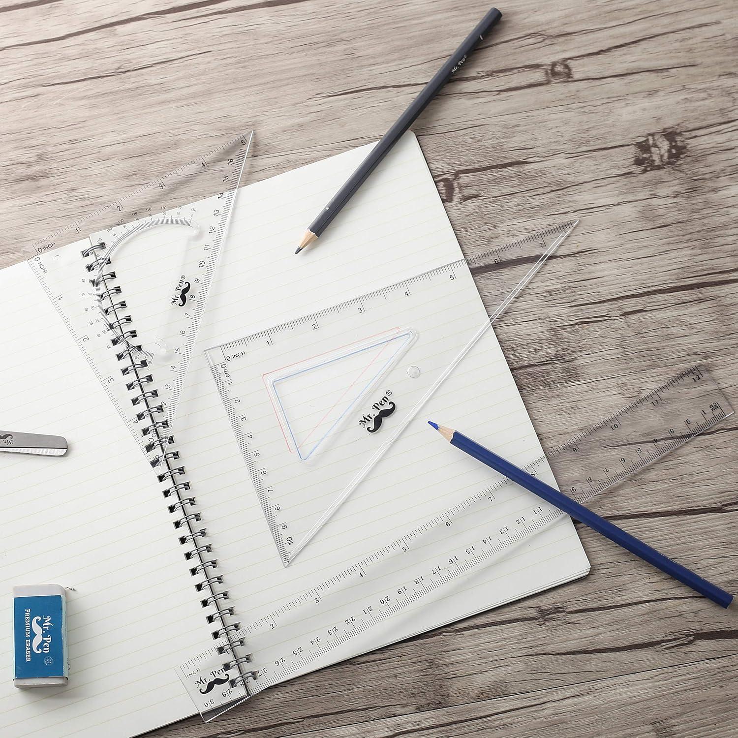 Juego de Geometría Mr. Pen - Regla 30.48 cm, Escuadras