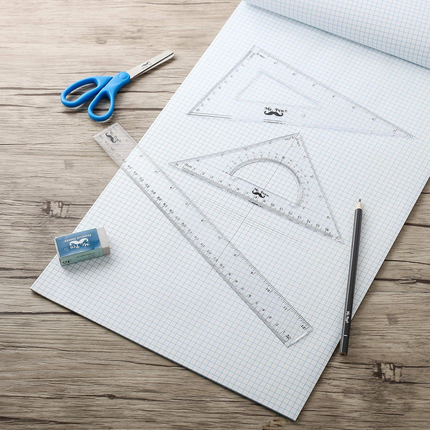 Juego de Geometría Mr. Pen - Regla 30.48 cm, Escuadras